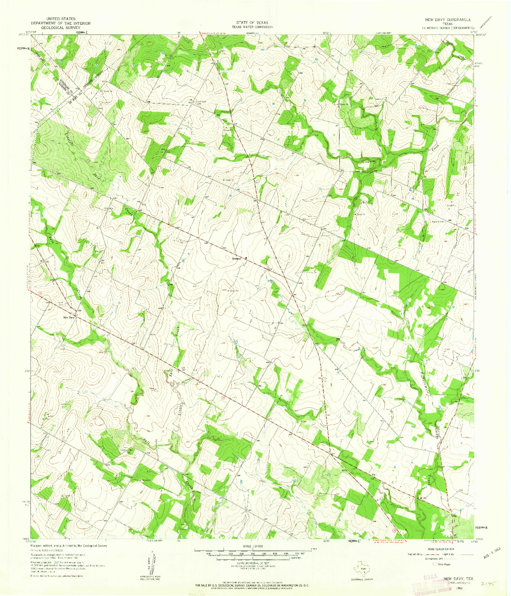 USGS 1:24000-SCALE QUADRANGLE FOR NEW DAVY, TX 1961