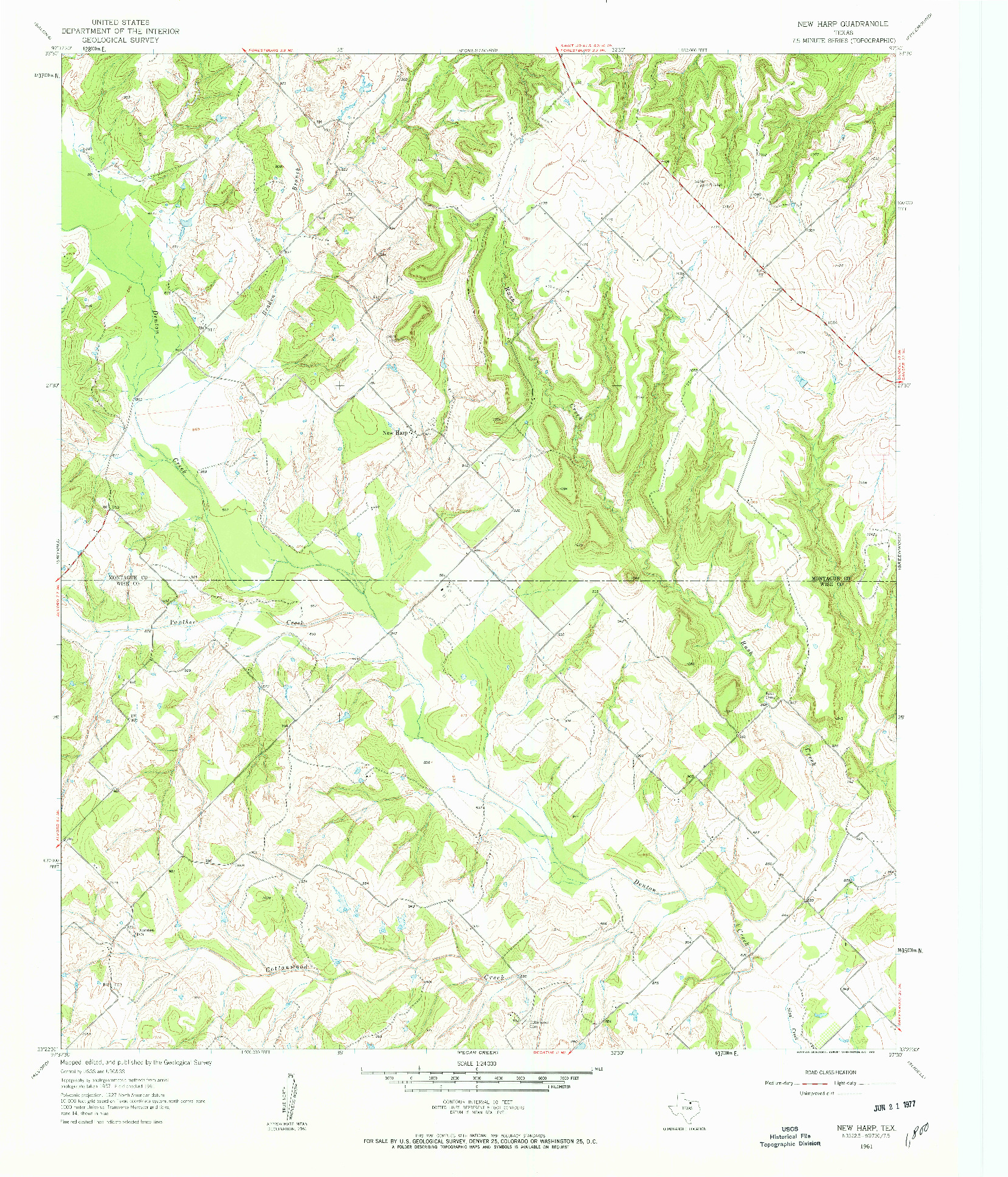 USGS 1:24000-SCALE QUADRANGLE FOR NEW HARP, TX 1961