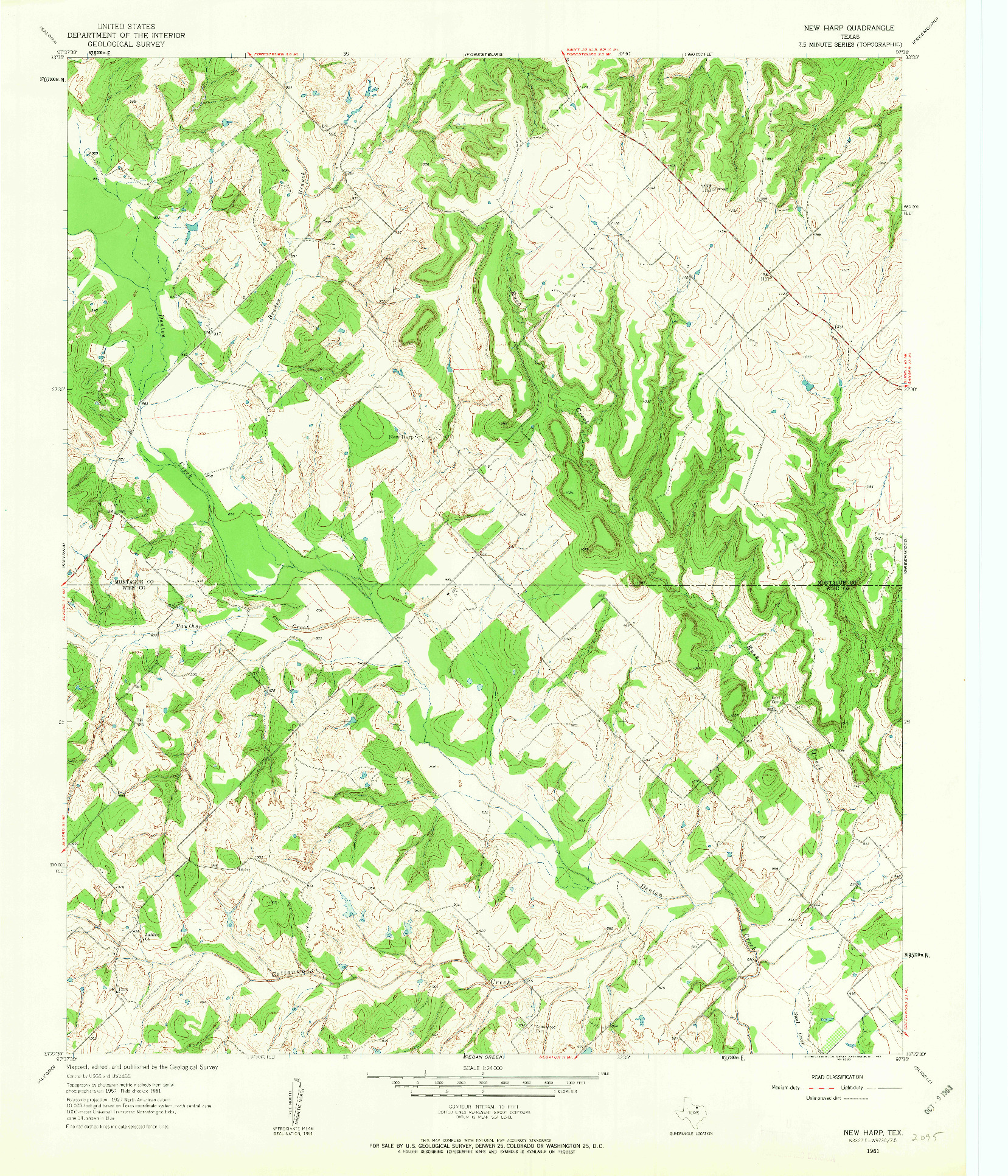 USGS 1:24000-SCALE QUADRANGLE FOR NEW HARP, TX 1961