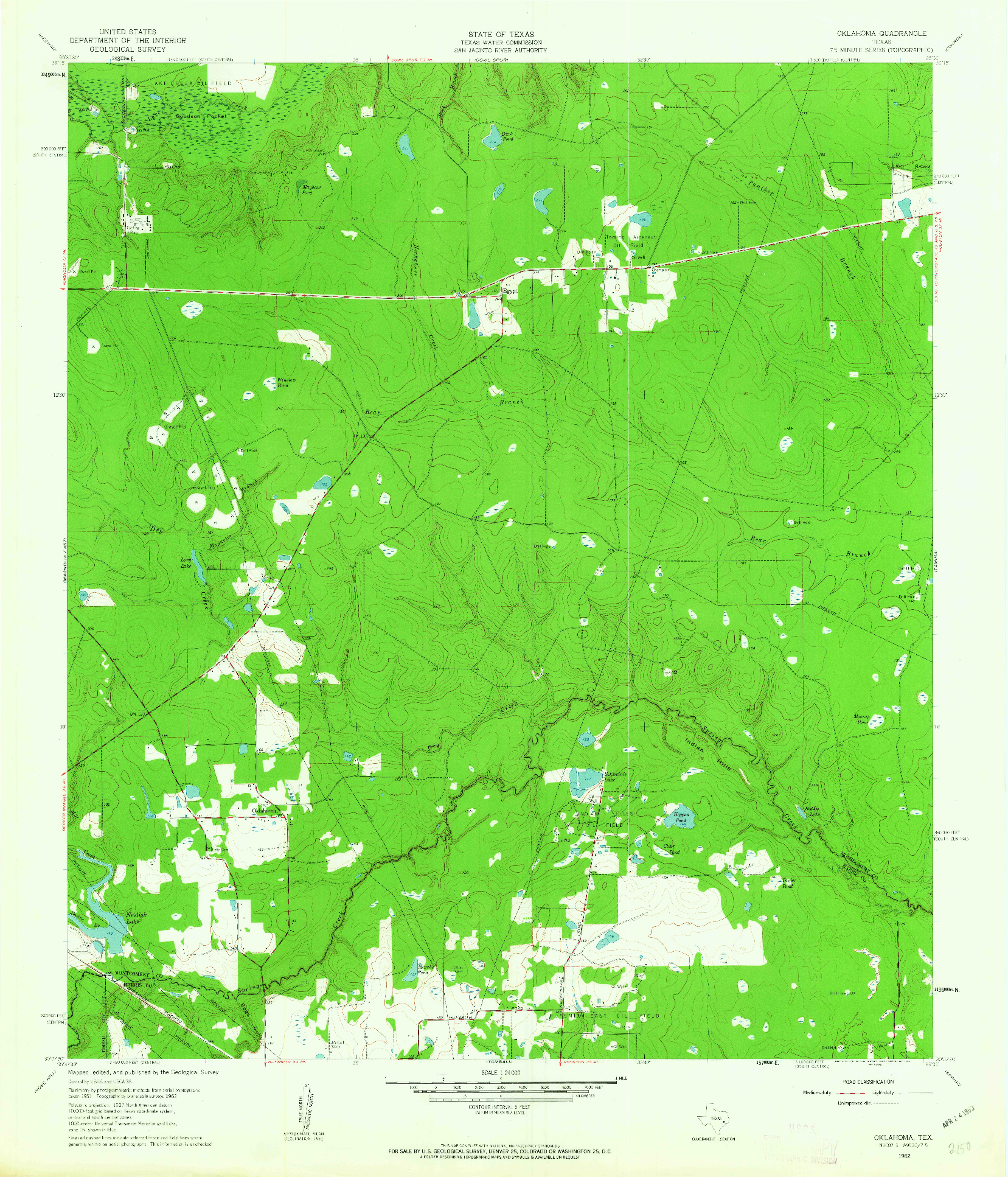 USGS 1:24000-SCALE QUADRANGLE FOR OKLAHOMA, TX 1962