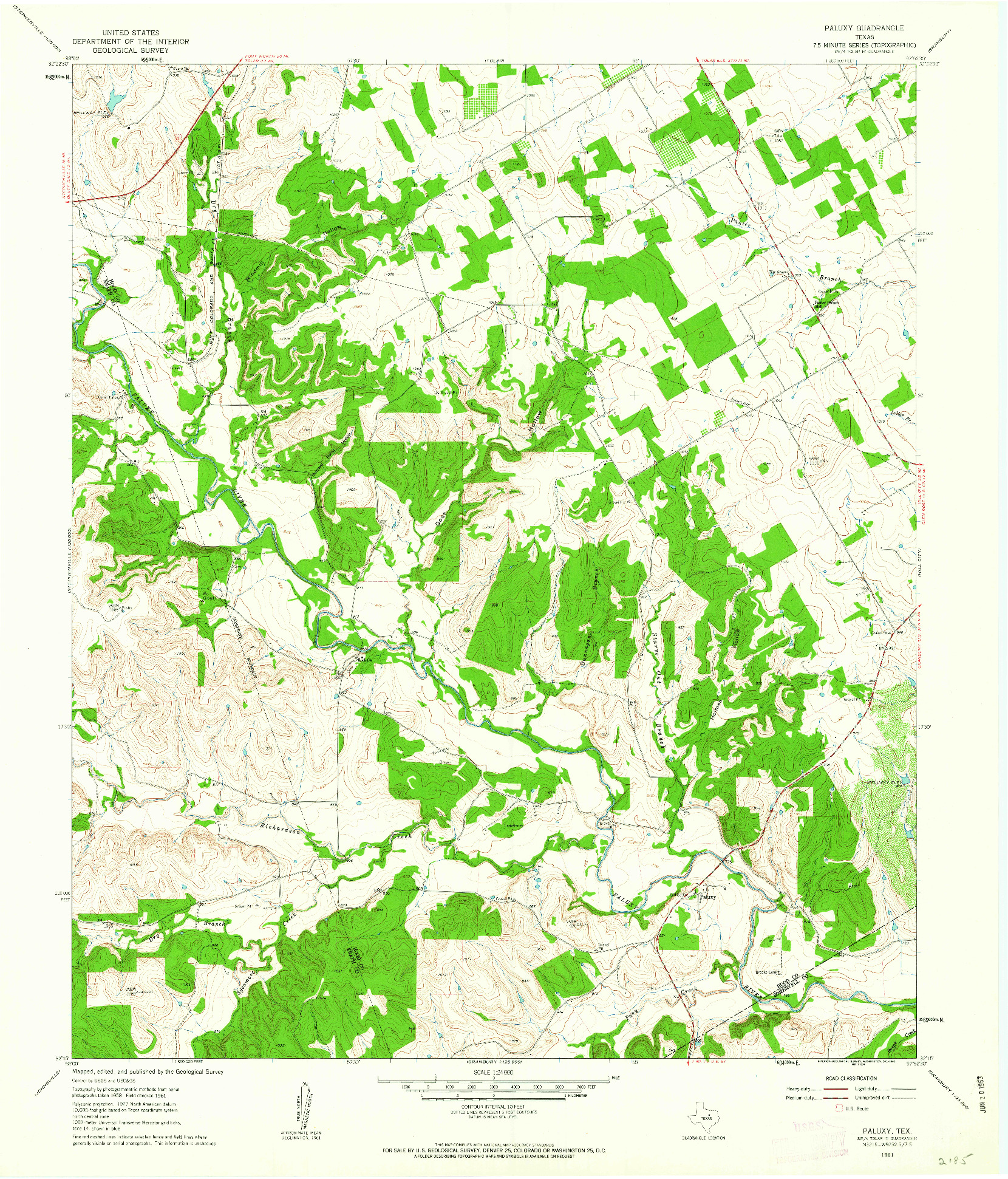 USGS 1:24000-SCALE QUADRANGLE FOR PALUXY, TX 1961