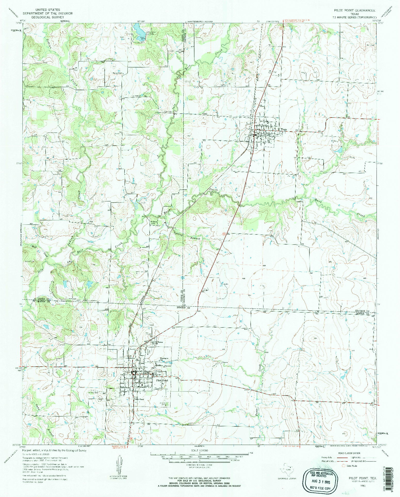 USGS 1:24000-SCALE QUADRANGLE FOR PILOT POINT, TX 1961