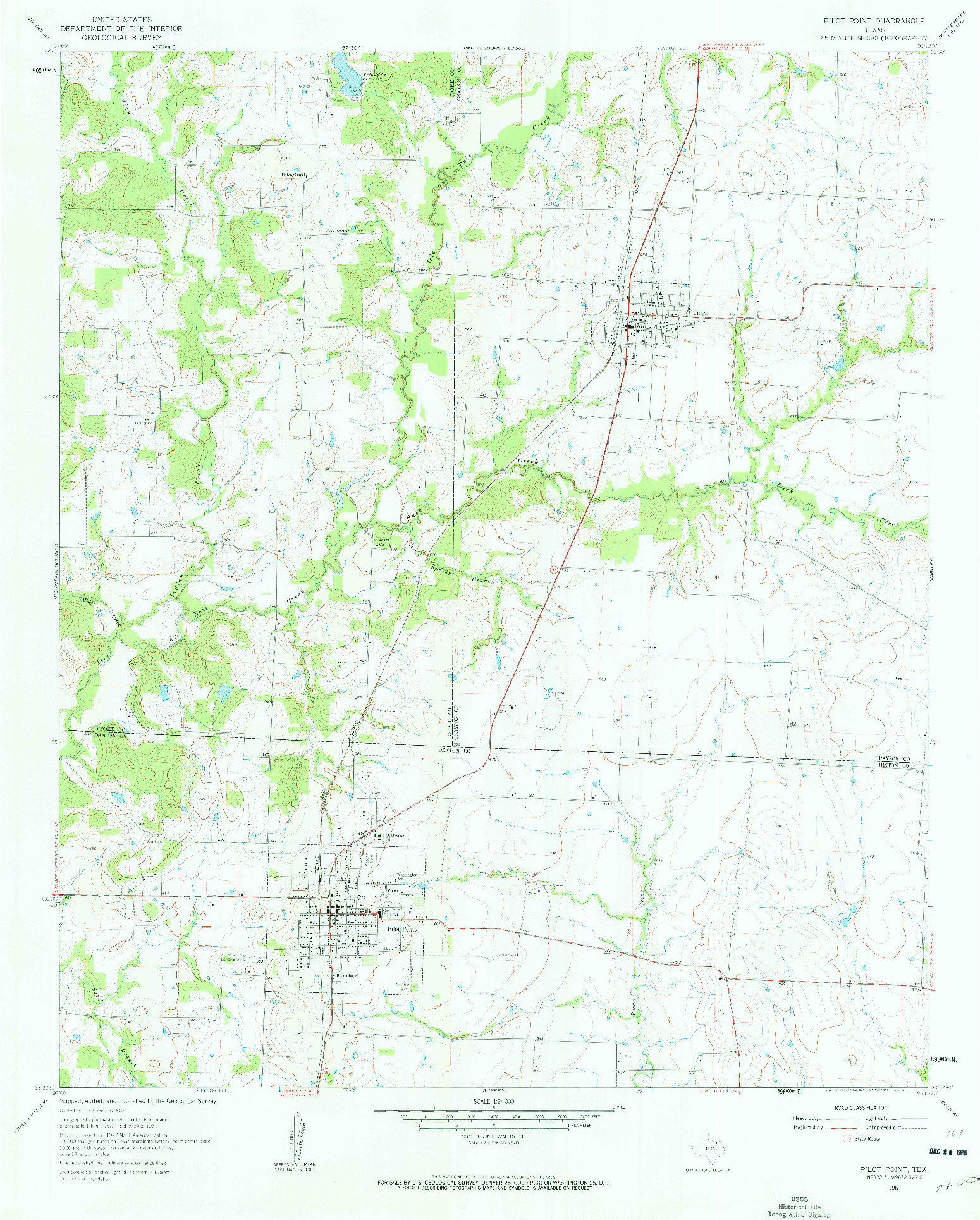 USGS 1:24000-SCALE QUADRANGLE FOR PILOT POINT, TX 1961