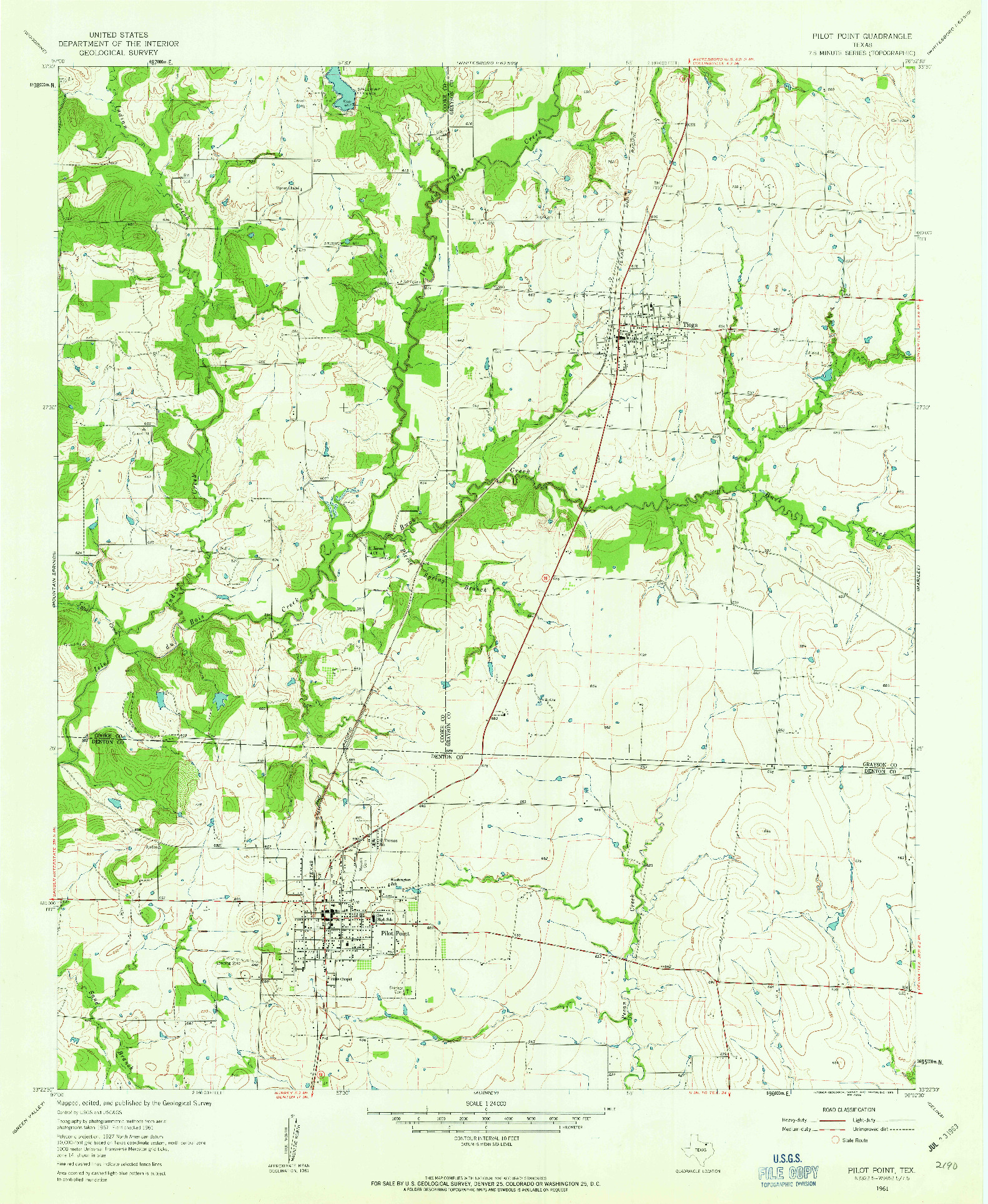 USGS 1:24000-SCALE QUADRANGLE FOR PILOT POINT, TX 1961