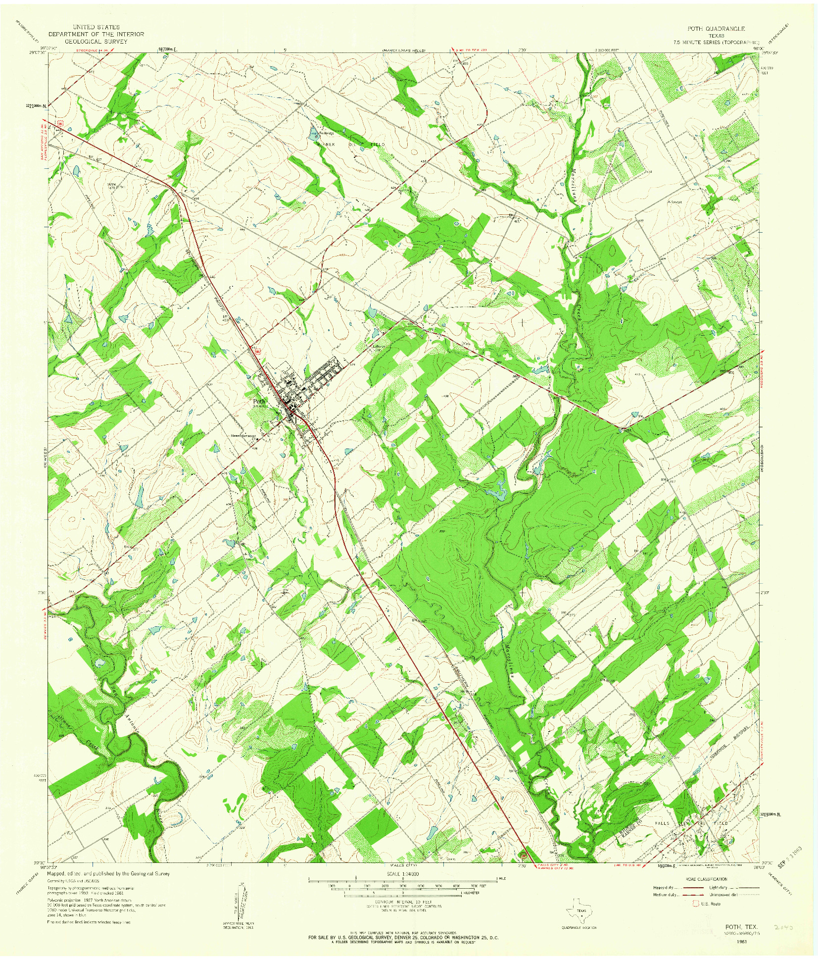 USGS 1:24000-SCALE QUADRANGLE FOR POTH, TX 1961