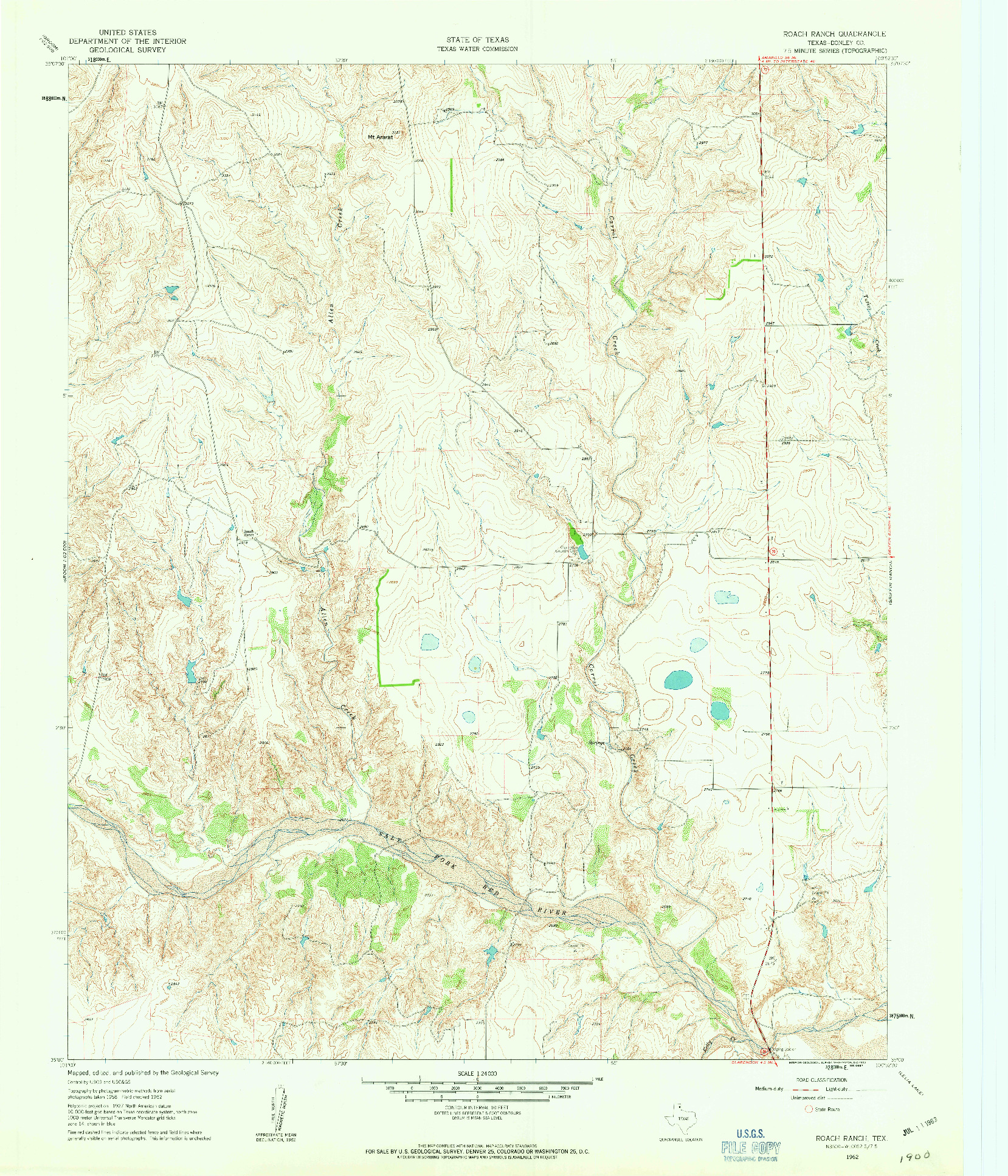 USGS 1:24000-SCALE QUADRANGLE FOR ROACH RANCH, TX 1962