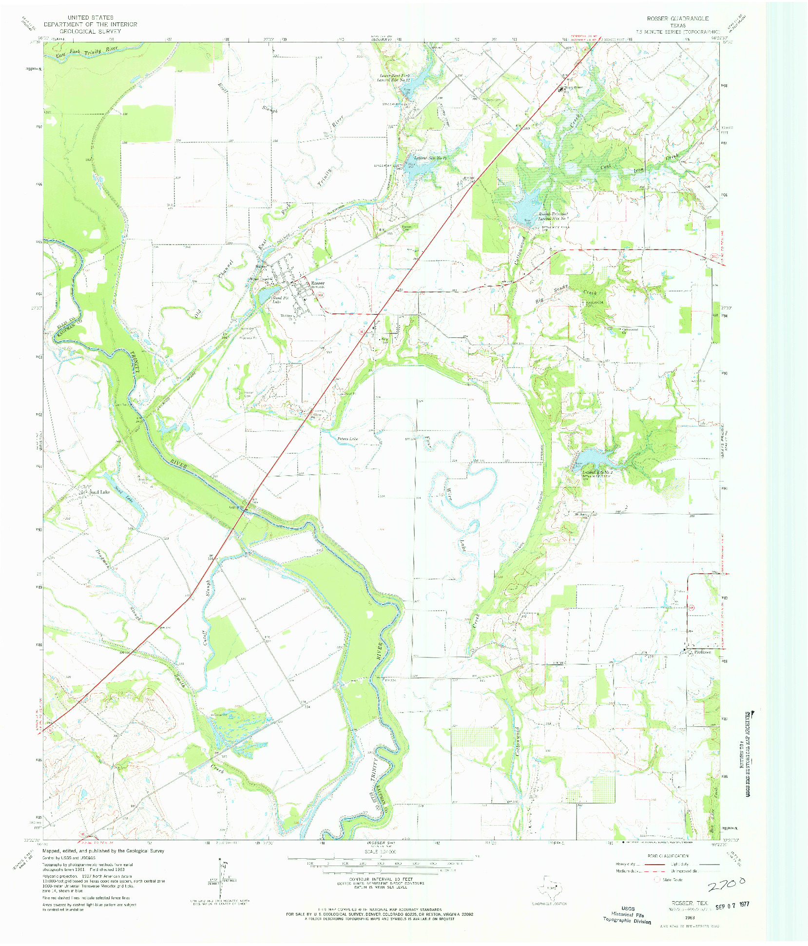 USGS 1:24000-SCALE QUADRANGLE FOR ROSSER, TX 1963