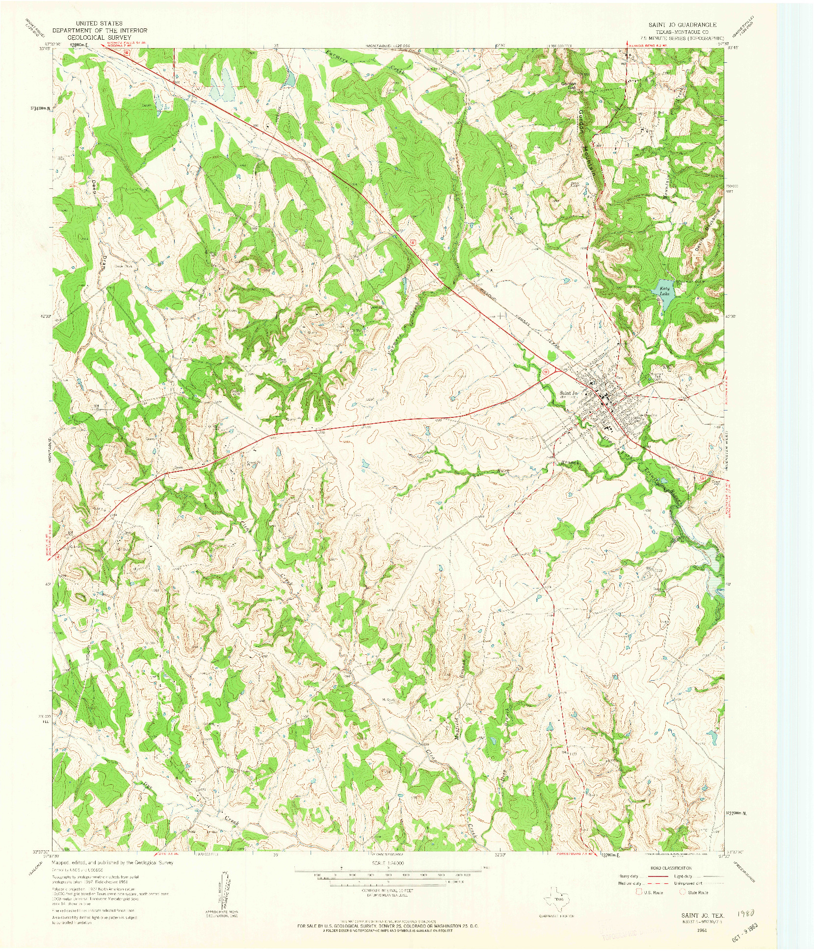USGS 1:24000-SCALE QUADRANGLE FOR SAINT JO, TX 1961