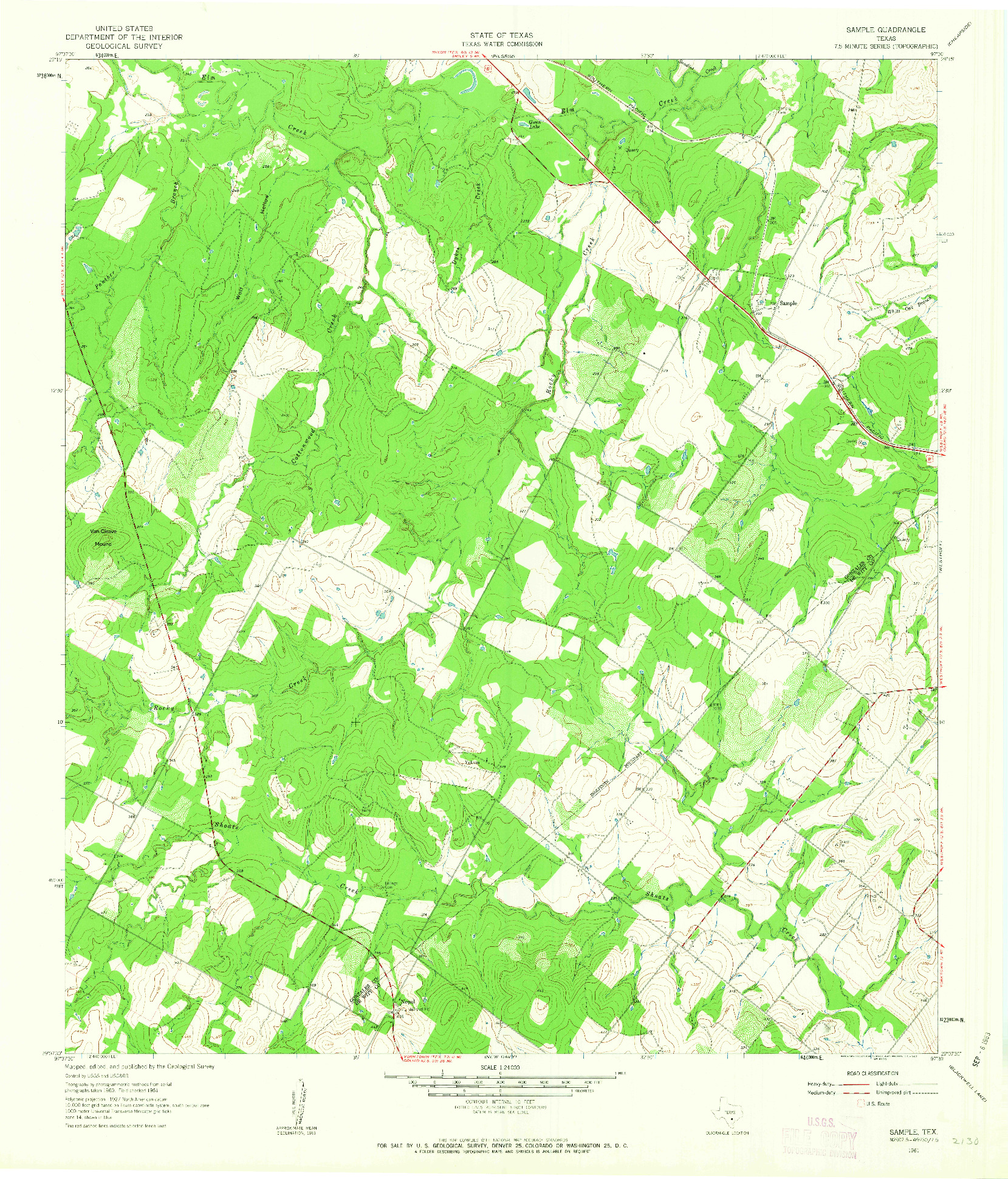 USGS 1:24000-SCALE QUADRANGLE FOR SAMPLE, TX 1961