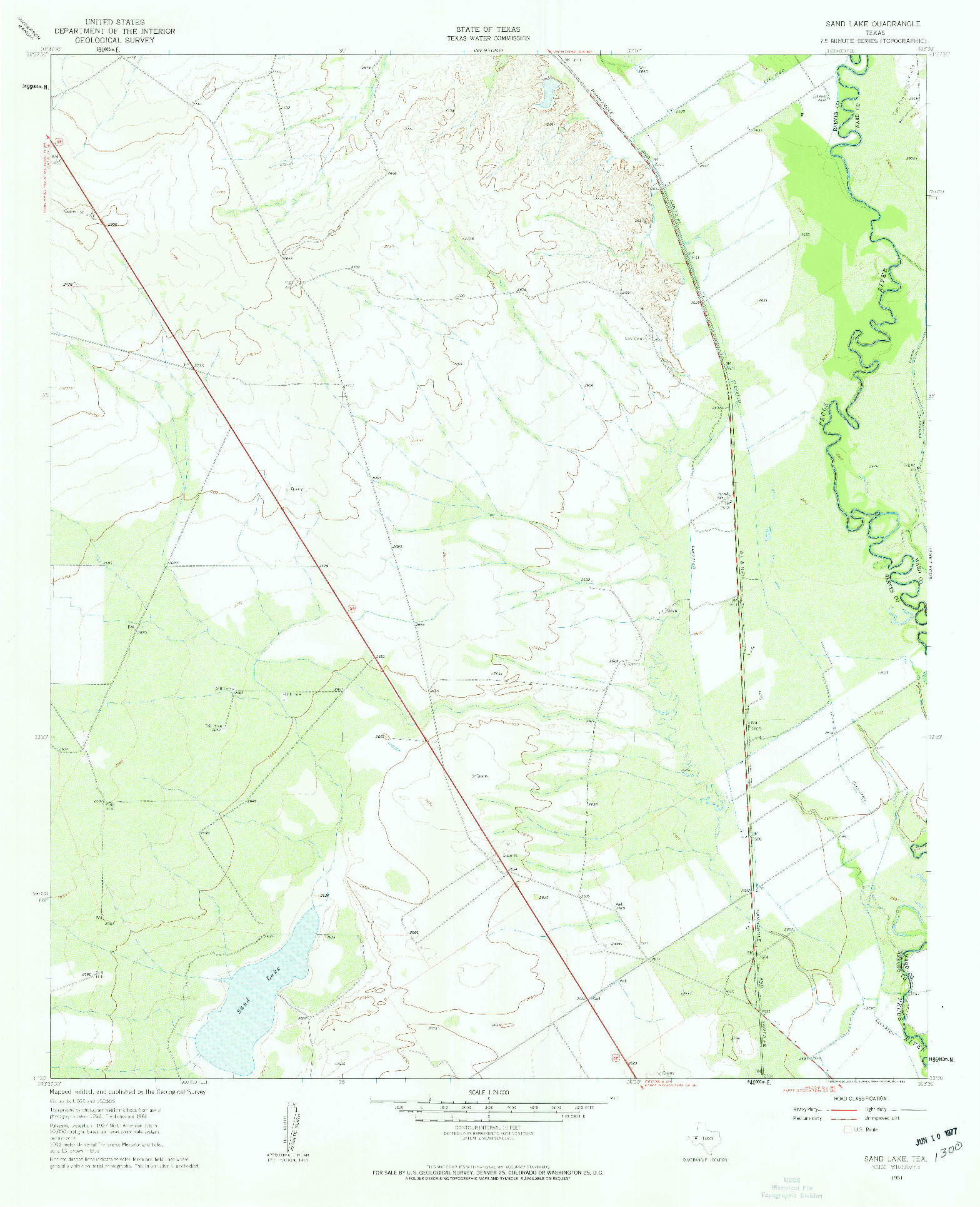 USGS 1:24000-SCALE QUADRANGLE FOR SAND LAKE, TX 1961
