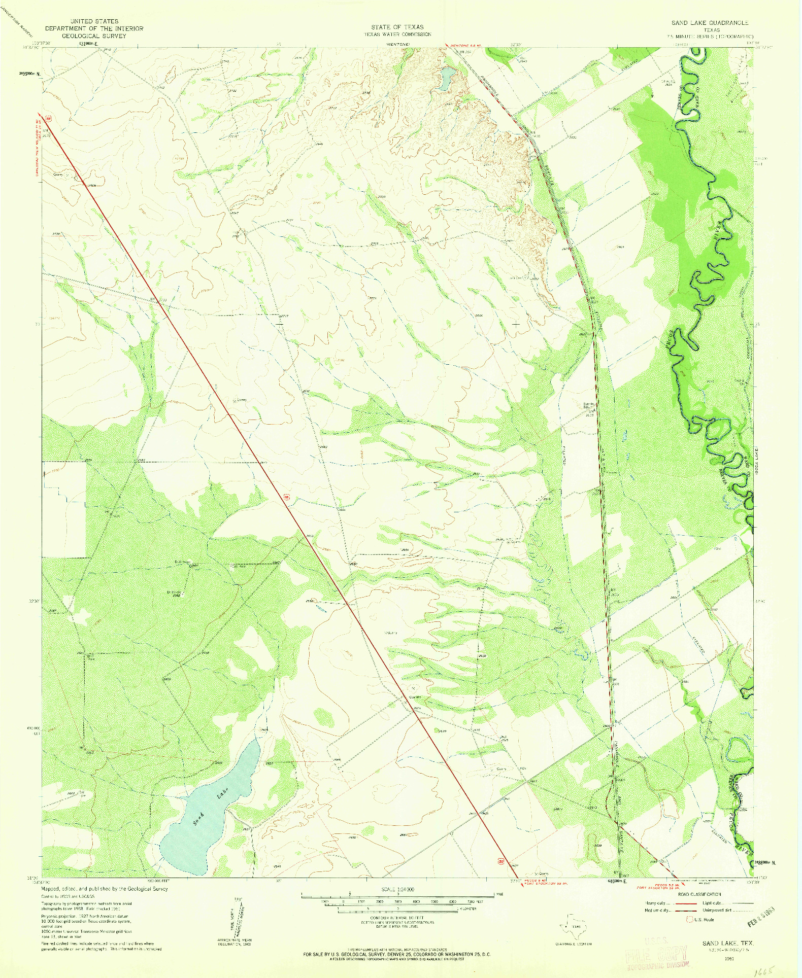 USGS 1:24000-SCALE QUADRANGLE FOR SAND LAKE, TX 1961