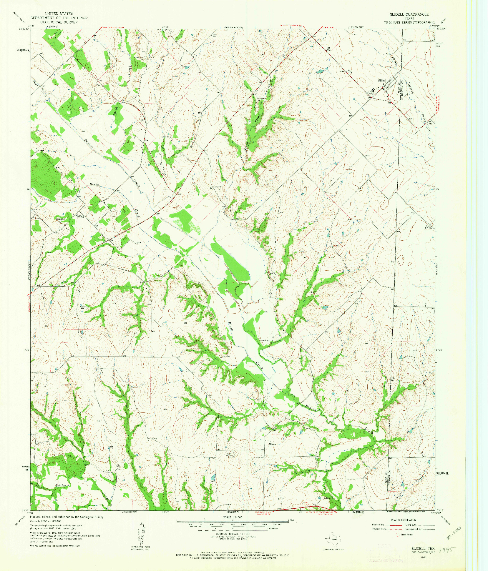 USGS 1:24000-SCALE QUADRANGLE FOR SLIDELL, TX 1961