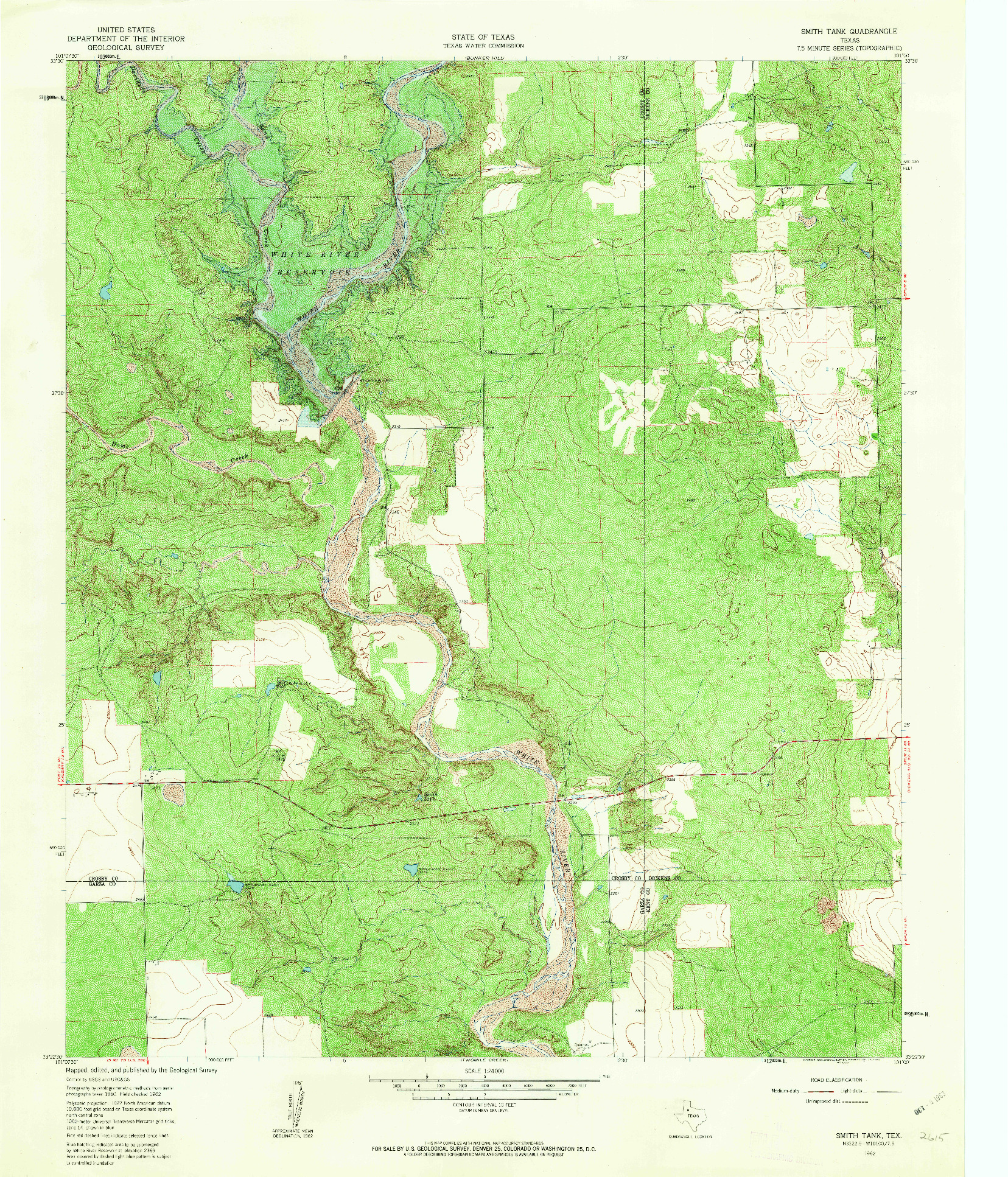 USGS 1:24000-SCALE QUADRANGLE FOR SMITH TANK, TX 1962