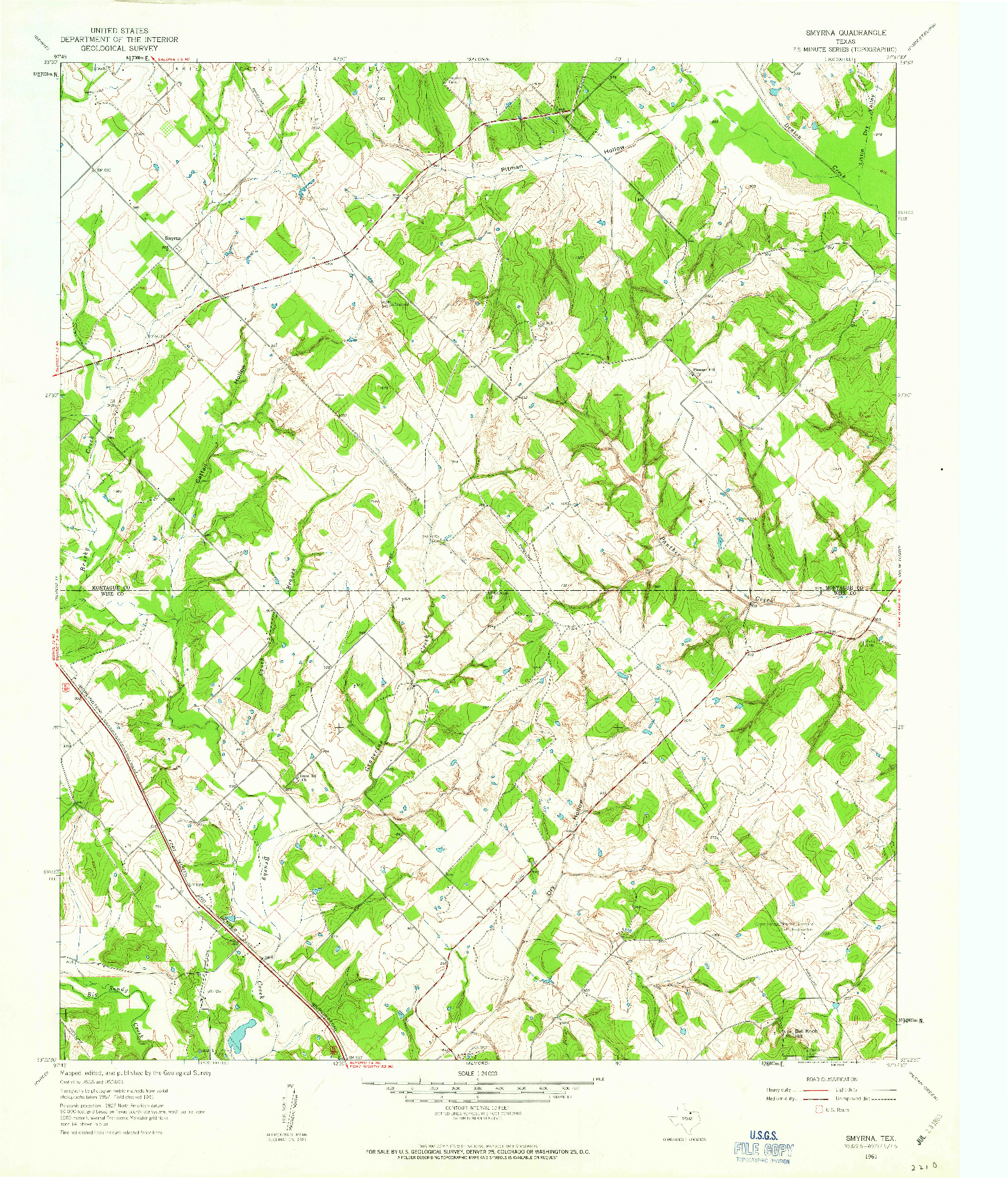 USGS 1:24000-SCALE QUADRANGLE FOR SMYRNA, TX 1961