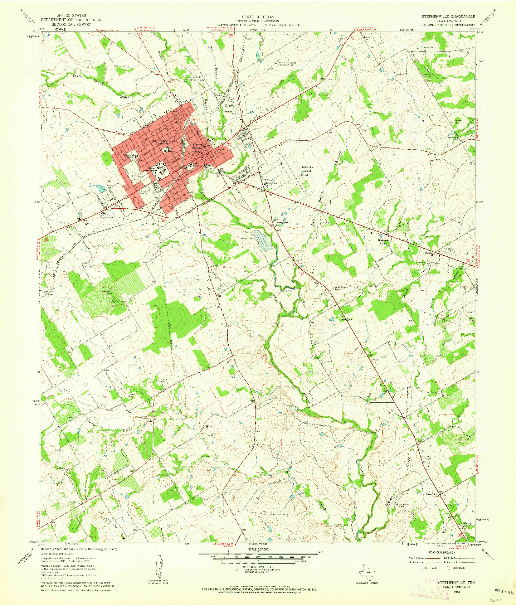 USGS 1:24000-SCALE QUADRANGLE FOR STEPHENVILLE, TX 1961