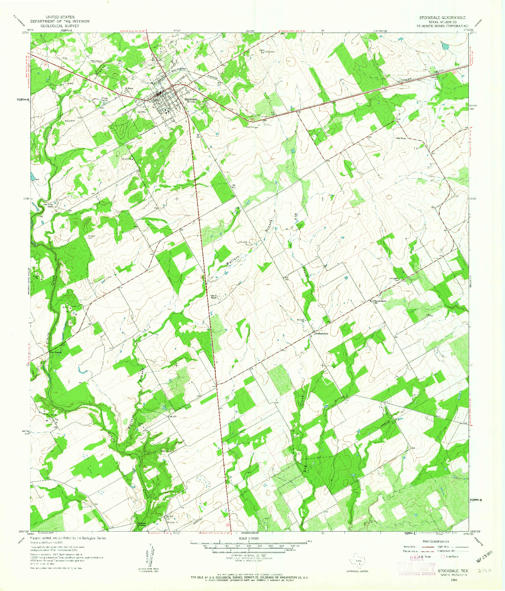 USGS 1:24000-SCALE QUADRANGLE FOR STOCKDALE, TX 1961