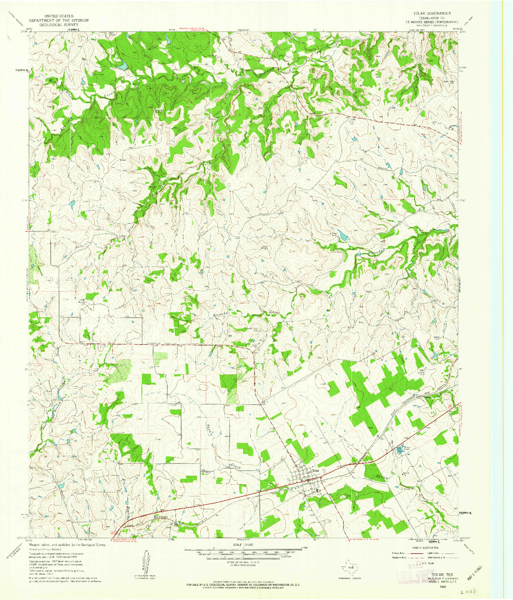 USGS 1:24000-SCALE QUADRANGLE FOR TOLAR, TX 1960