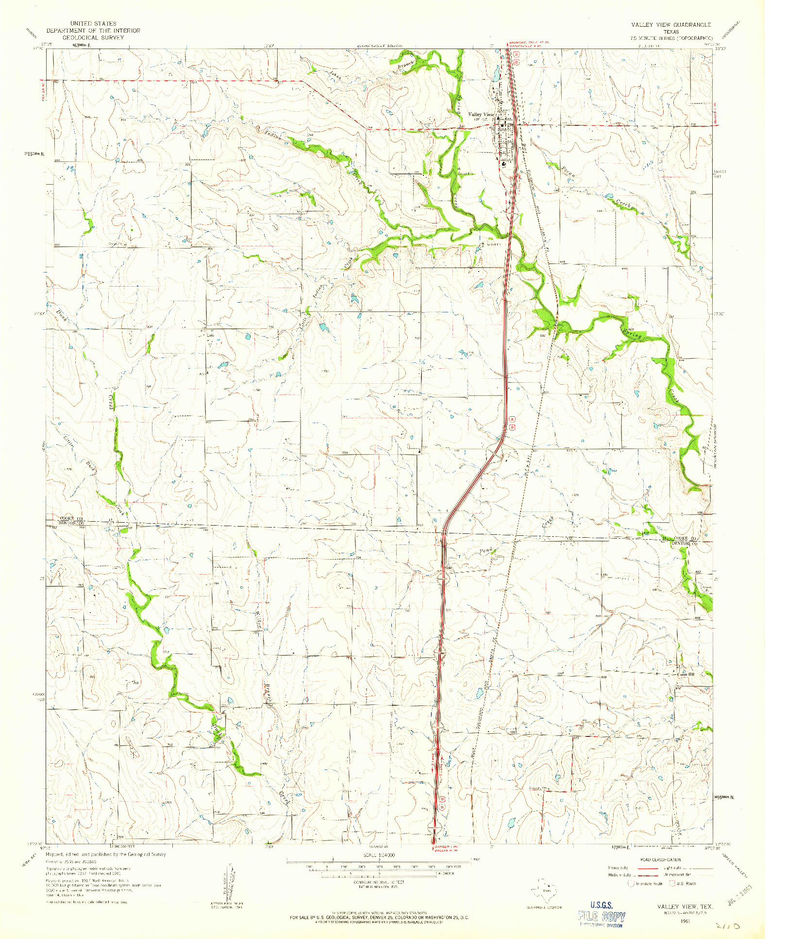 USGS 1:24000-SCALE QUADRANGLE FOR VALLEY VIEW, TX 1961