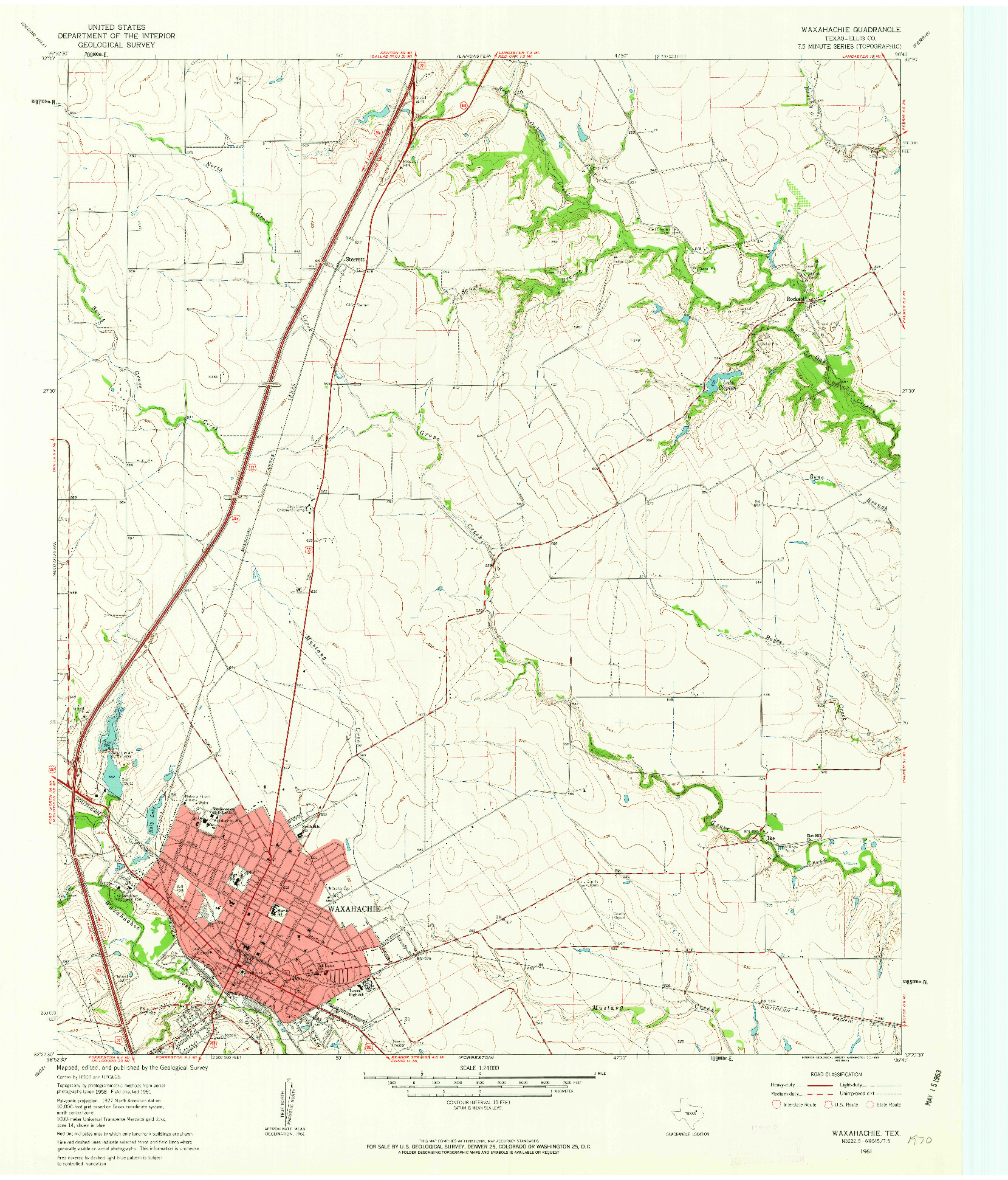 USGS 1:24000-SCALE QUADRANGLE FOR WAXAHACHIE, TX 1961