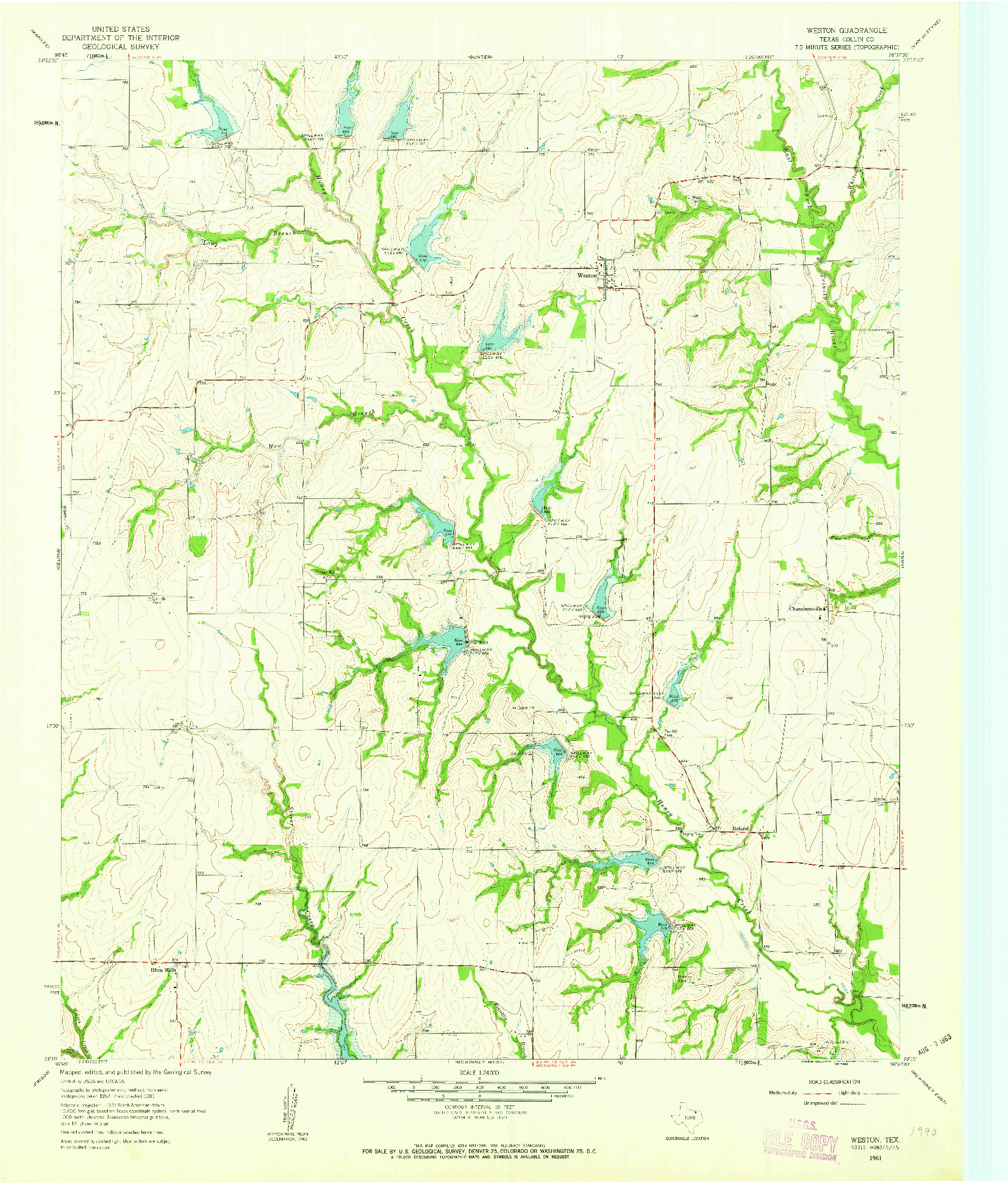 USGS 1:24000-SCALE QUADRANGLE FOR WESTON, TX 1961