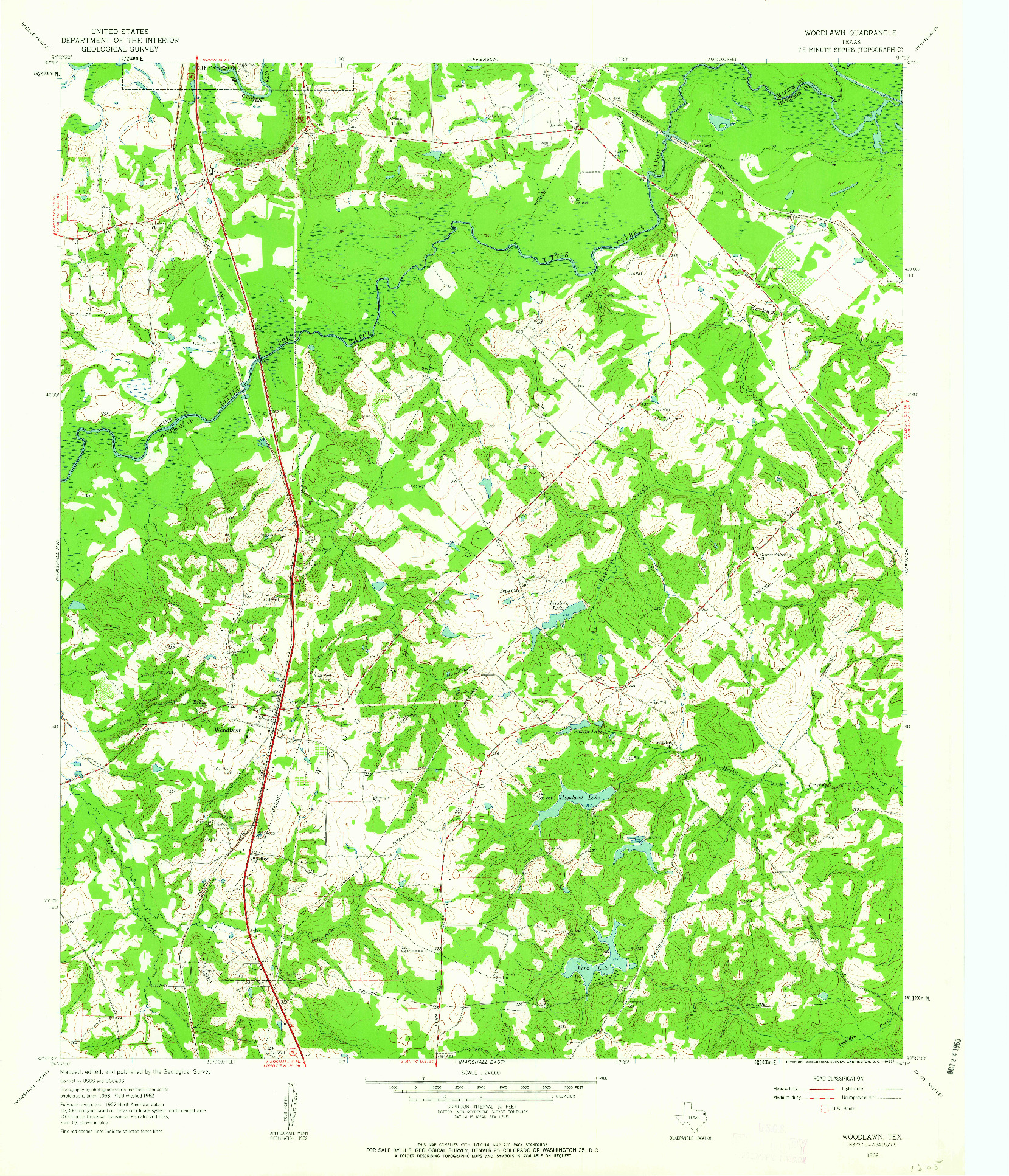 USGS 1:24000-SCALE QUADRANGLE FOR WOODLAWN, TX 1962