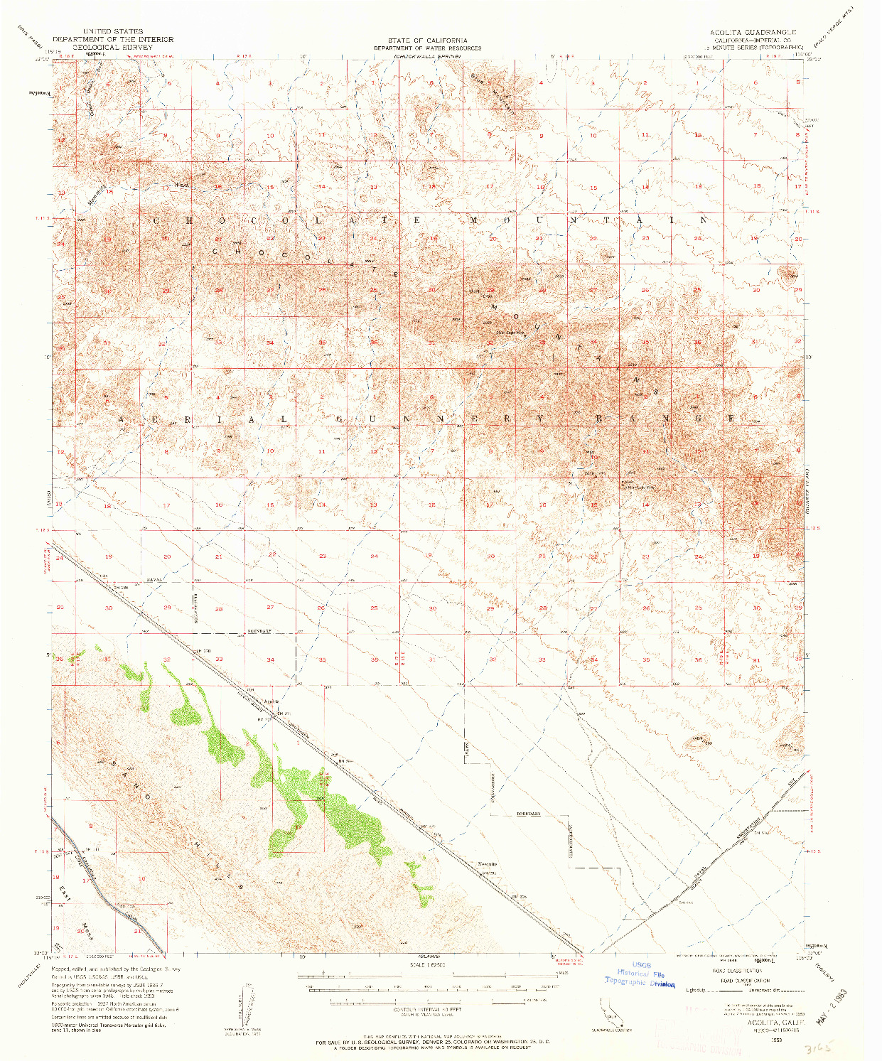 USGS 1:62500-SCALE QUADRANGLE FOR ACOLITA, CA 1953