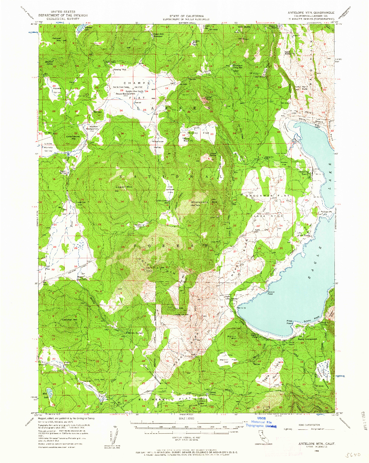 USGS 1:62500-SCALE QUADRANGLE FOR ANTELOPE MTN, CA 1956