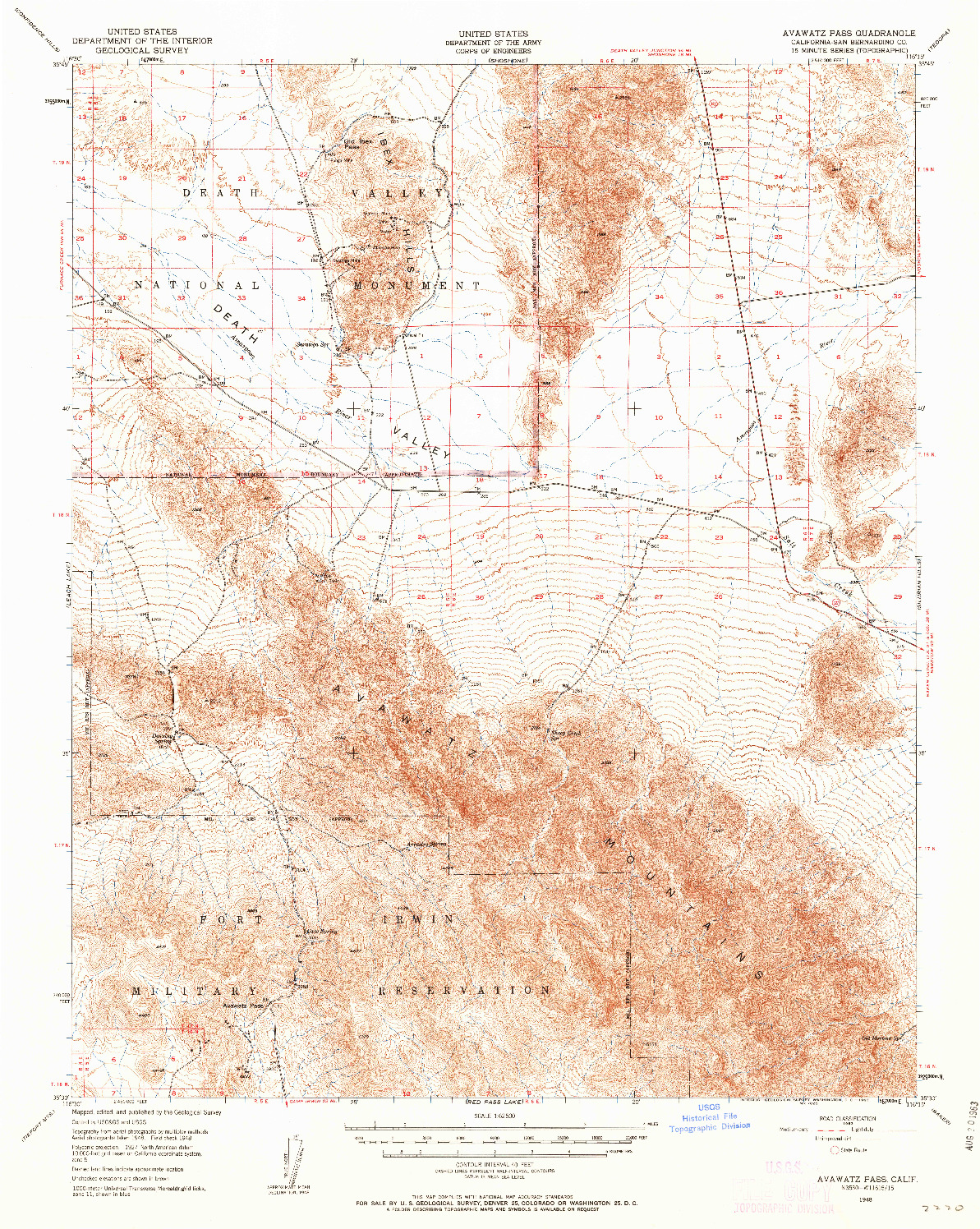 USGS 1:62500-SCALE QUADRANGLE FOR AVAWATZ PASS, CA 1948