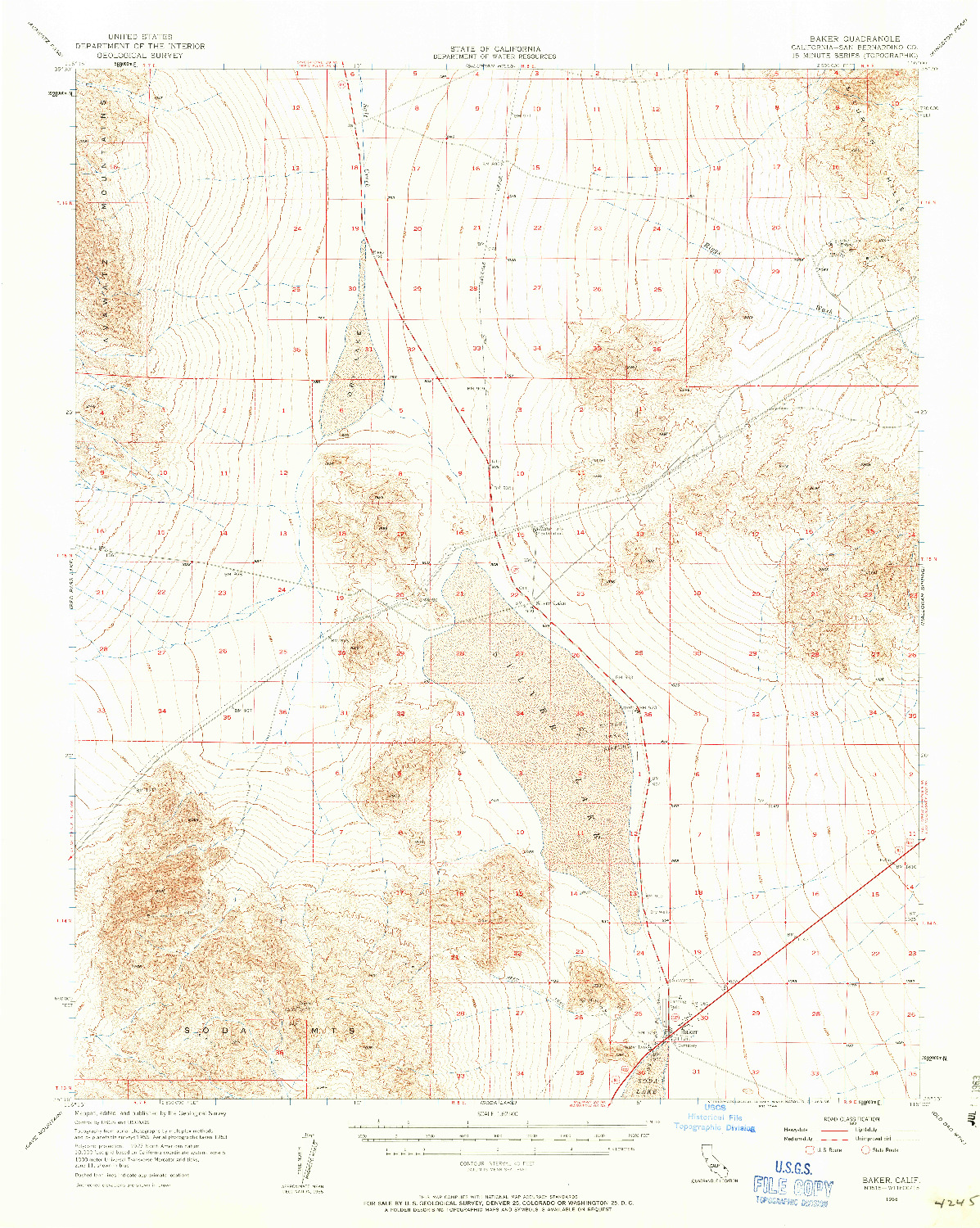 USGS 1:62500-SCALE QUADRANGLE FOR BAKER, CA 1956
