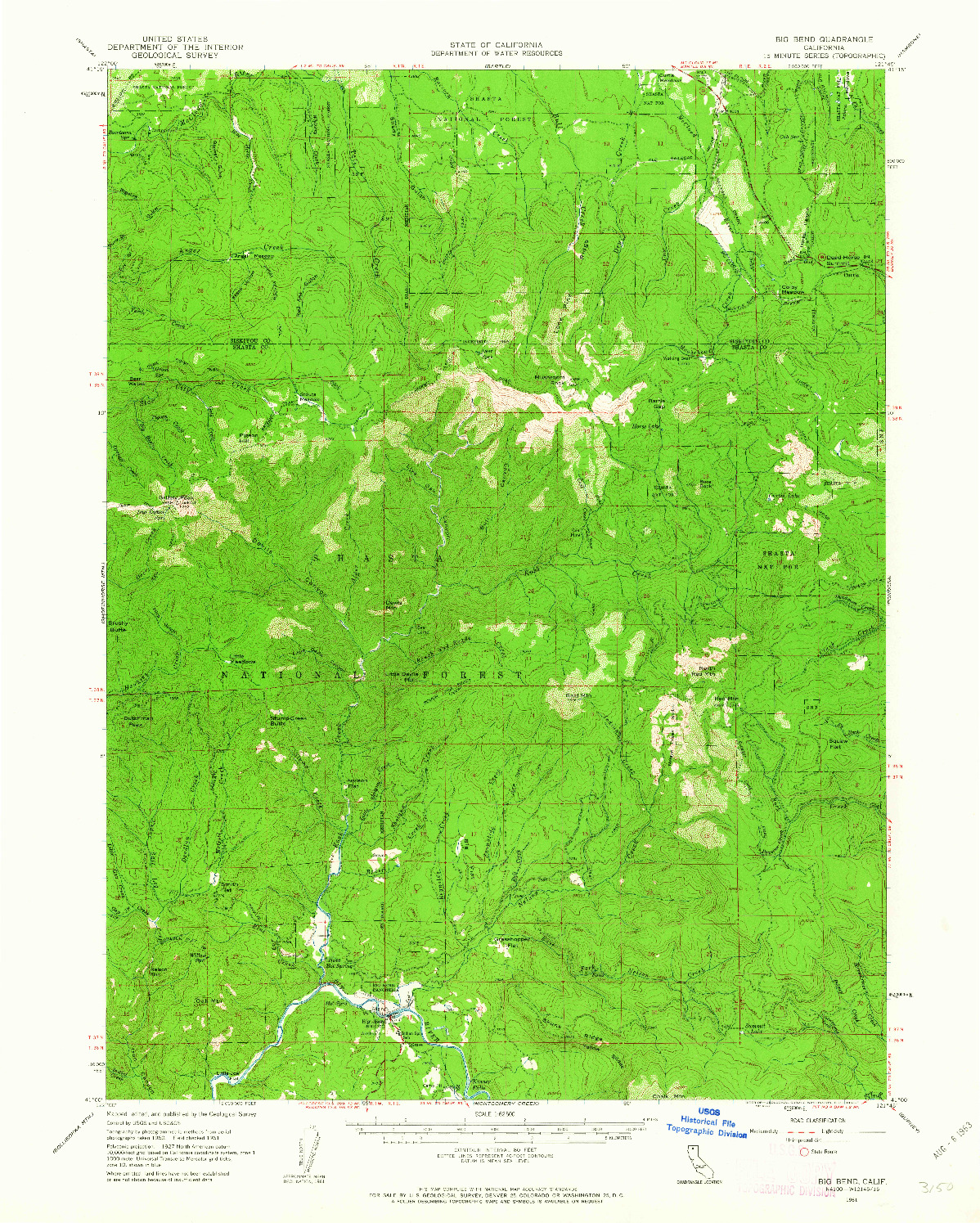 USGS 1:62500-SCALE QUADRANGLE FOR BIG BEND, CA 1961