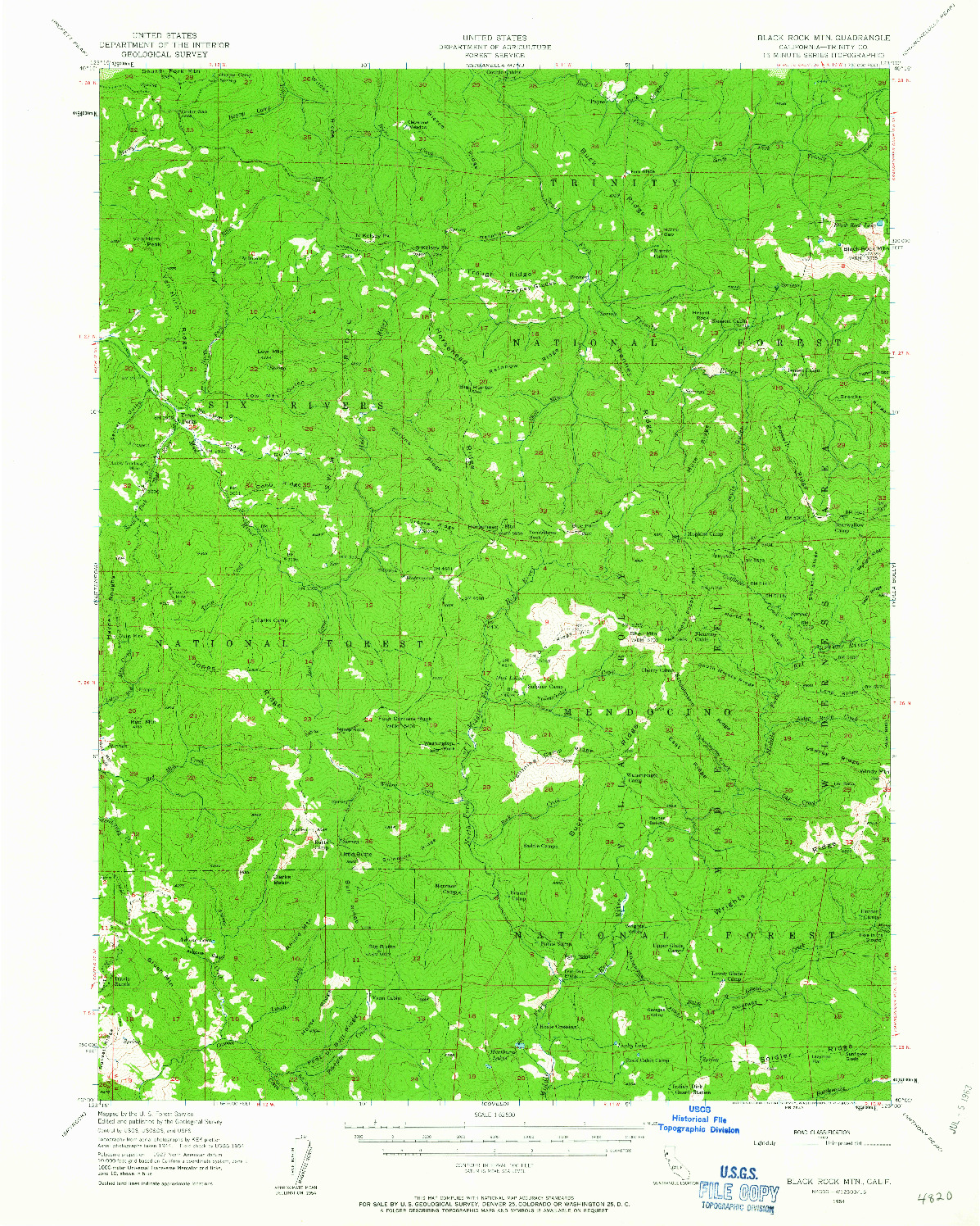 USGS 1:62500-SCALE QUADRANGLE FOR BLACKROCK MTN, CA 1954