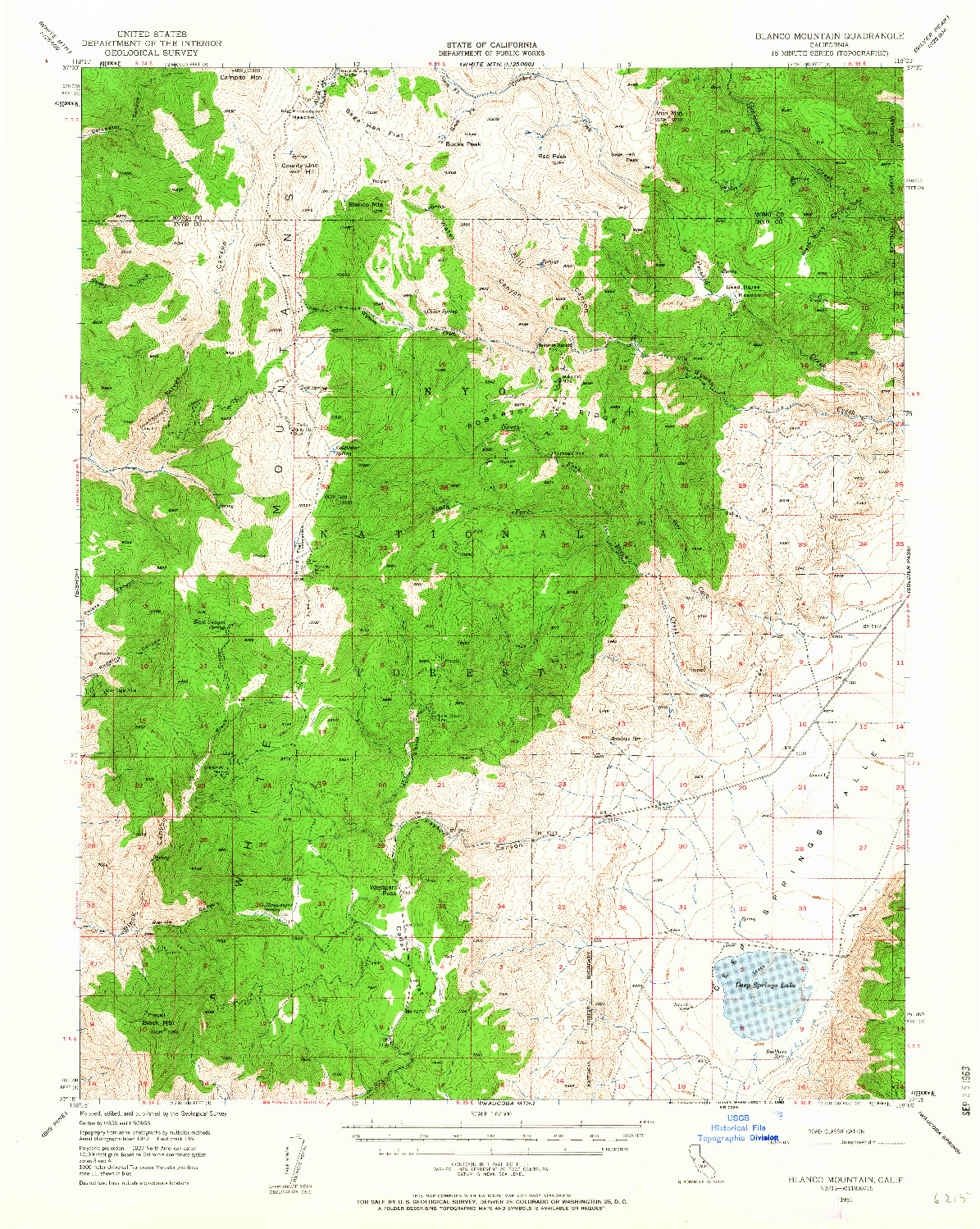 USGS 1:62500-SCALE QUADRANGLE FOR BLANCO MOUNTAIN, CA 1951