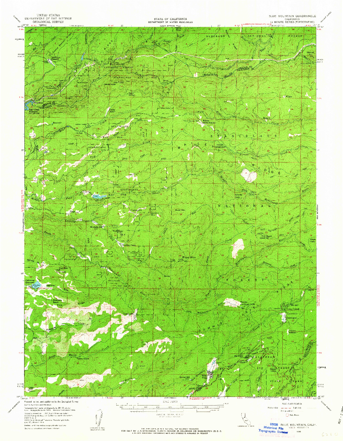 USGS 1:62500-SCALE QUADRANGLE FOR BLUE MOUNTAIN, CA 1956