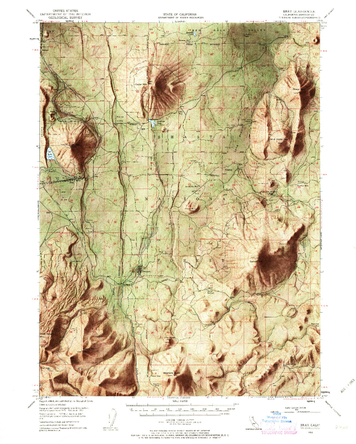 USGS 1:62500-SCALE QUADRANGLE FOR BRAY, CA 1950