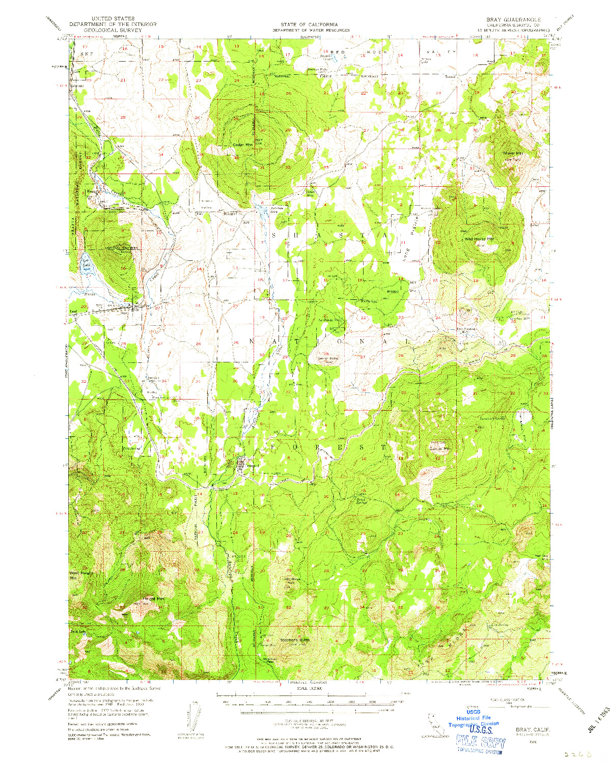 USGS 1:62500-SCALE QUADRANGLE FOR BRAY, CA 1950