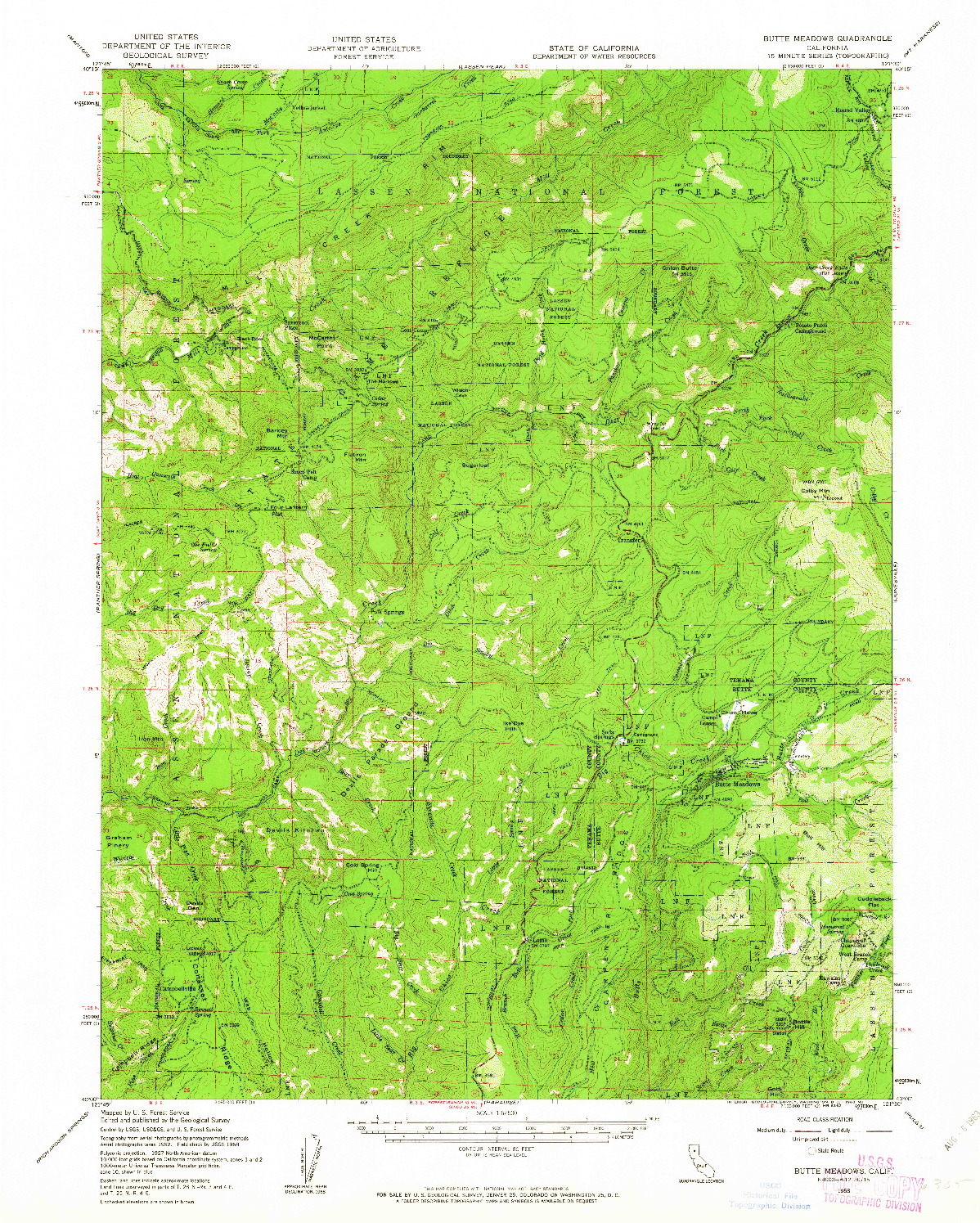 USGS 1:62500-SCALE QUADRANGLE FOR BUTTE MEADOWS, CA 1958