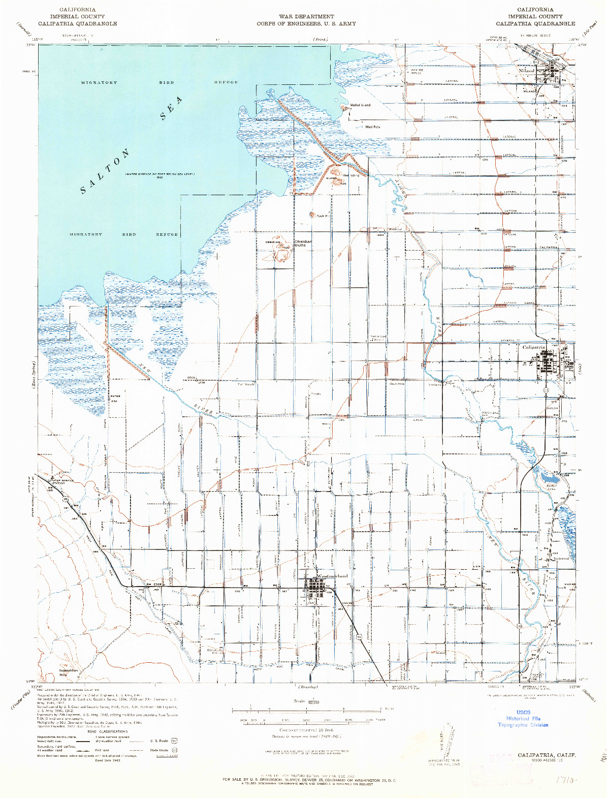 USGS 1:62500-SCALE QUADRANGLE FOR CALIPATRIA, CA 1944