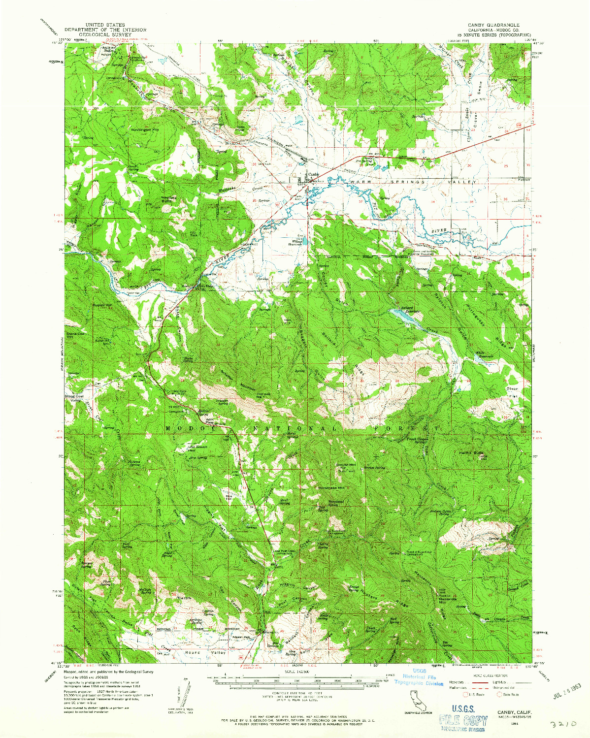 USGS 1:62500-SCALE QUADRANGLE FOR CANBY, CA 1961