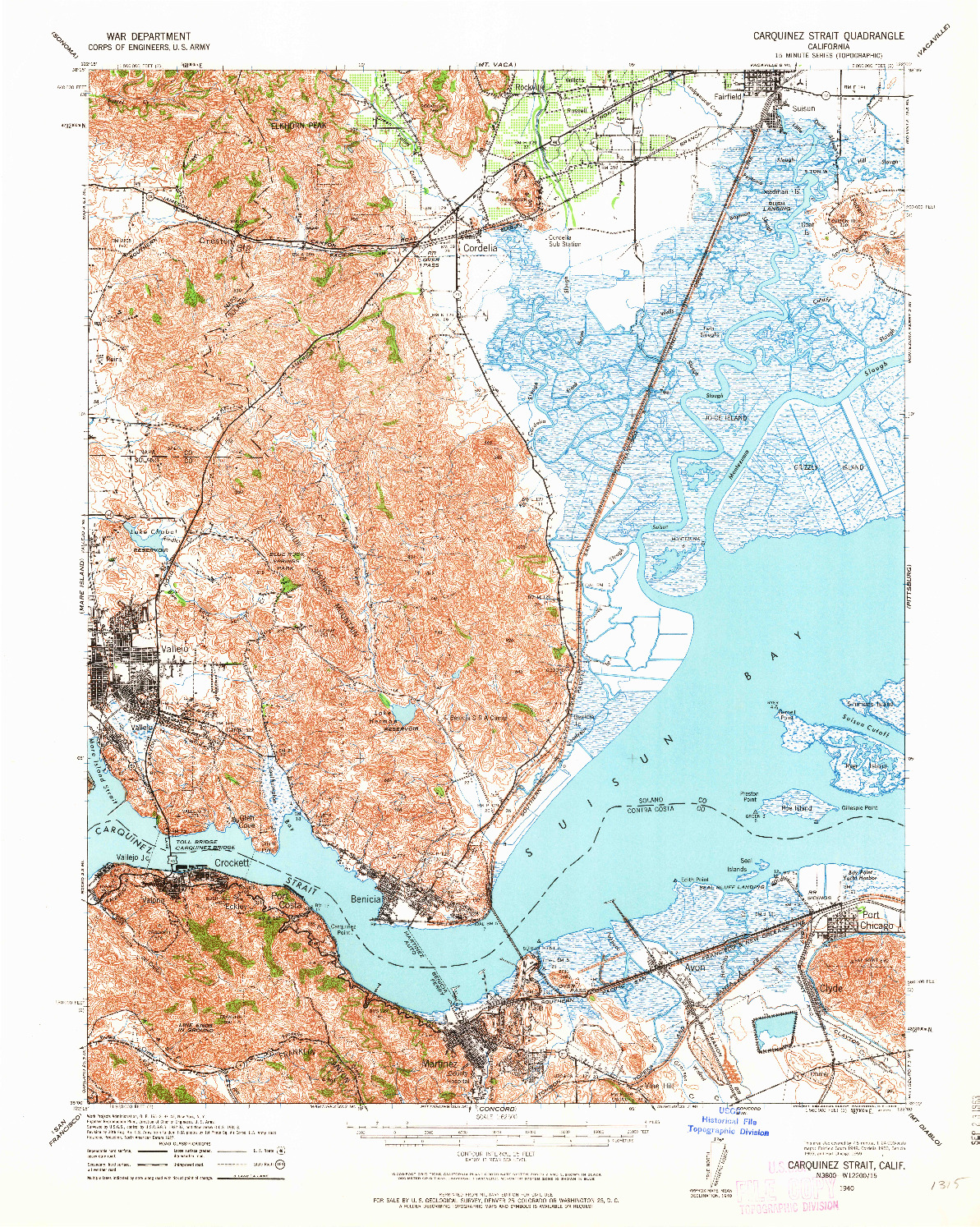USGS 1:62500-SCALE QUADRANGLE FOR CARQUINEZ STRAIT, CA 1940