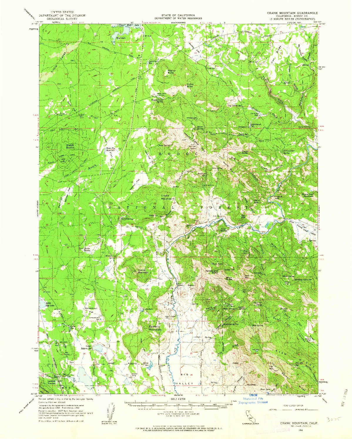 USGS 1:62500-SCALE QUADRANGLE FOR CRANK MOUNTAIN, CA 1962