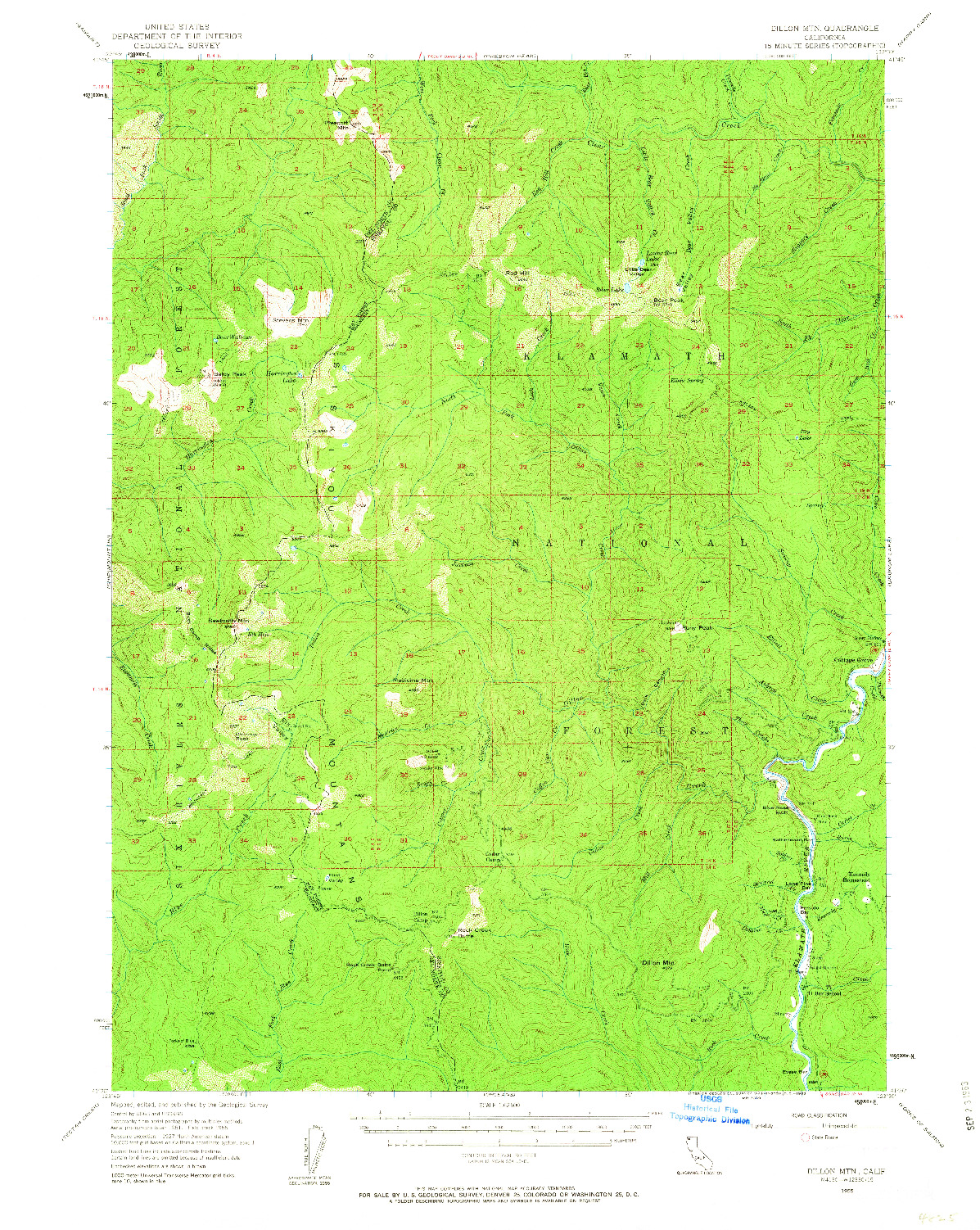 USGS 1:62500-SCALE QUADRANGLE FOR DILLON MTN, CA 1955