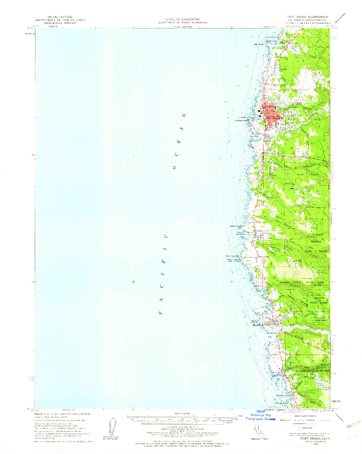 USGS 1:62500-SCALE QUADRANGLE FOR FORT BRAGG, CA 1960