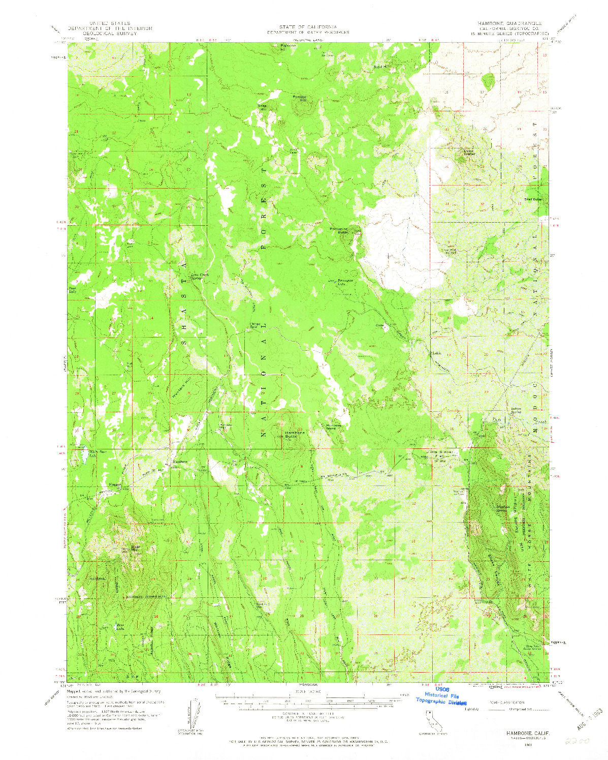 USGS 1:62500-SCALE QUADRANGLE FOR HAMBONE, CA 1961