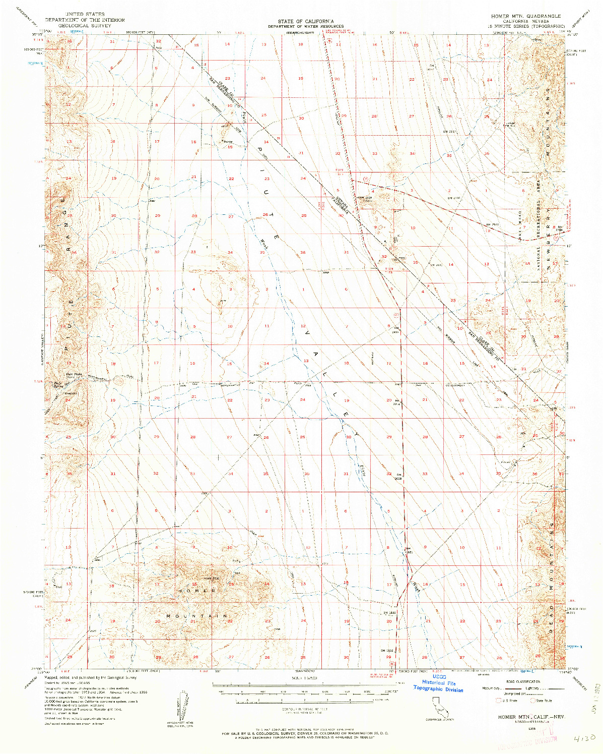 USGS 1:62500-SCALE QUADRANGLE FOR HOMER MTN, CA 1956
