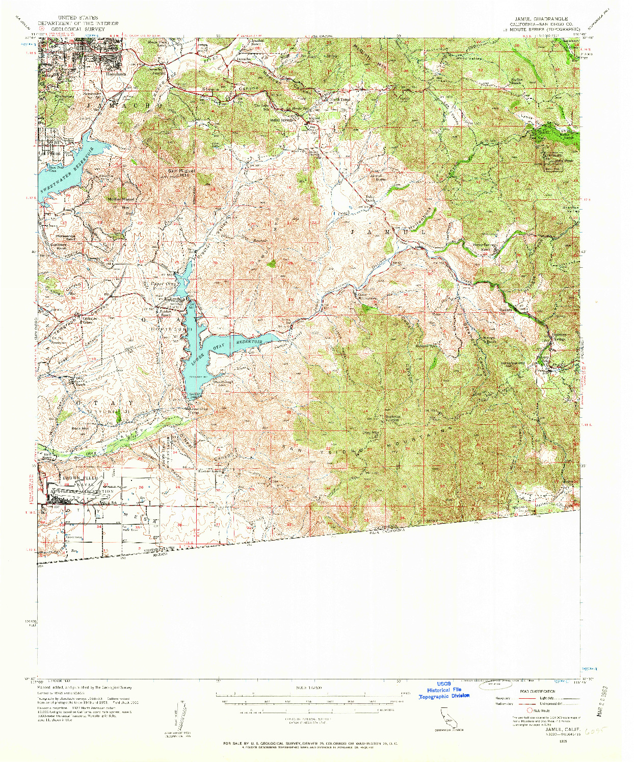 USGS 1:62500-SCALE QUADRANGLE FOR JAMUL, CA 1955