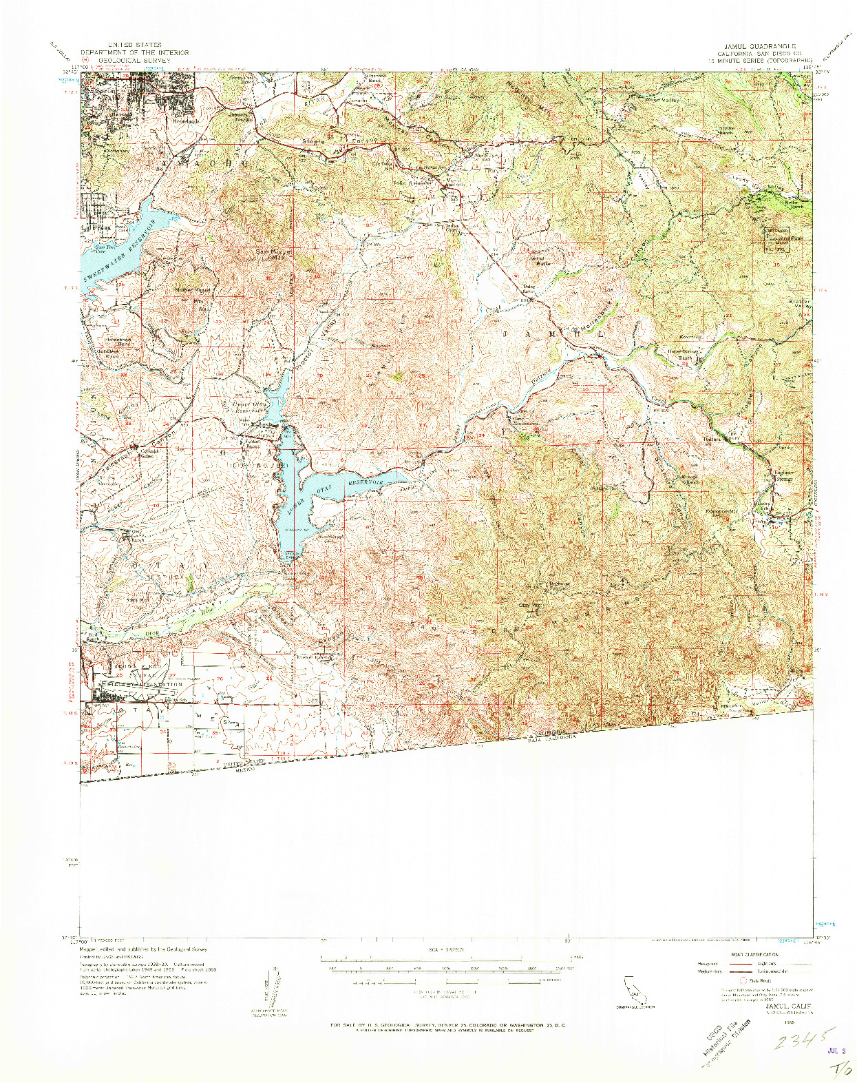 USGS 1:62500-SCALE QUADRANGLE FOR JAMUL, CA 1955