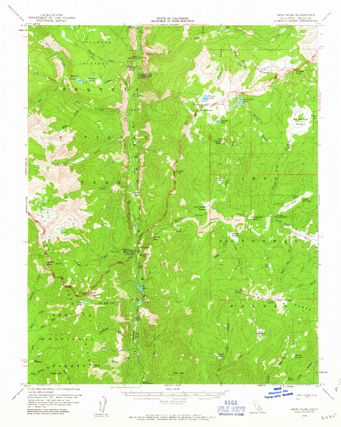 USGS 1:62500-SCALE QUADRANGLE FOR KERN PEAK, CA 1956