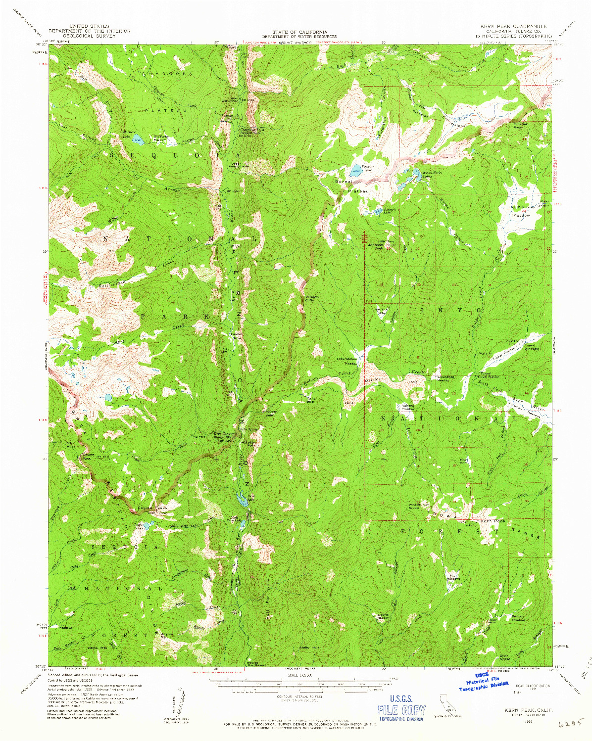 USGS 1:62500-SCALE QUADRANGLE FOR KERN PEAK, CA 1956