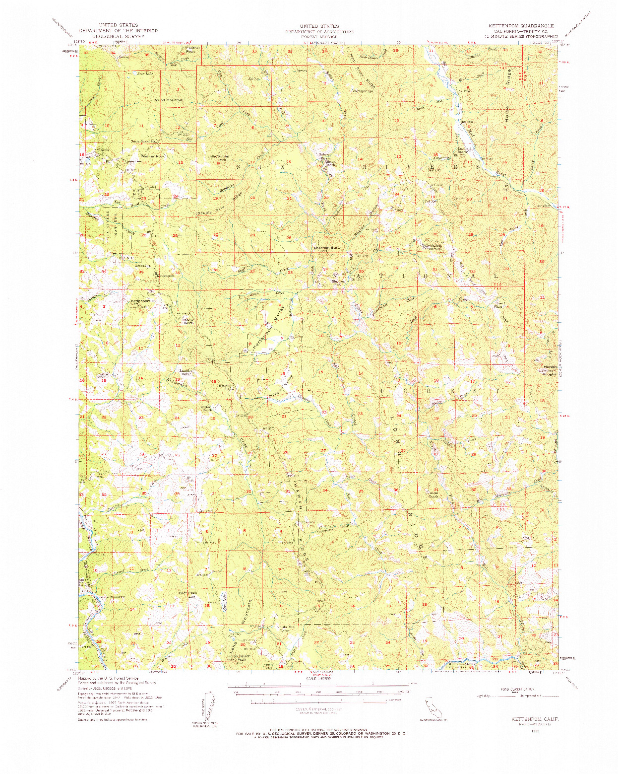 USGS 1:62500-SCALE QUADRANGLE FOR KETTENPOM, CA 1955