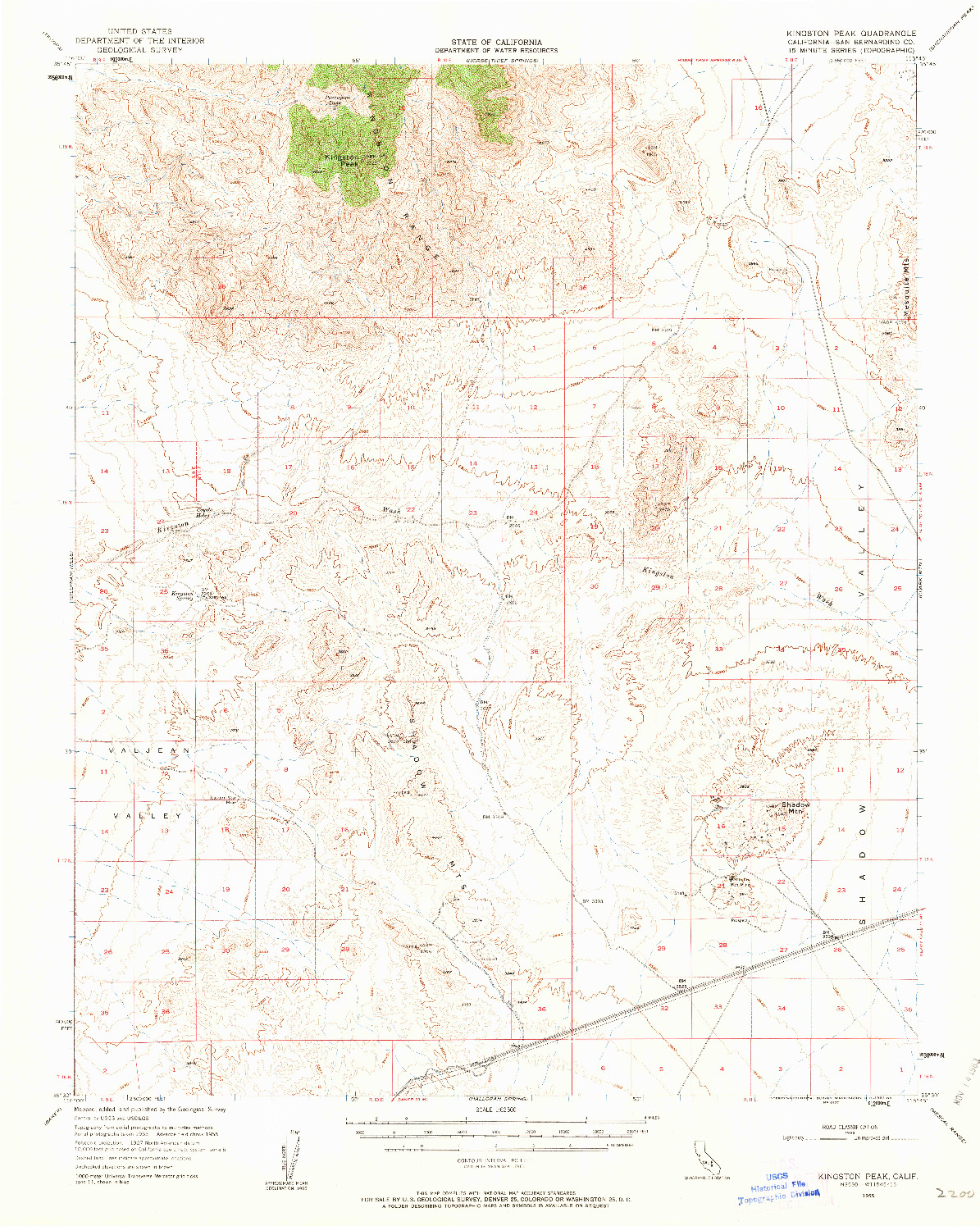 USGS 1:62500-SCALE QUADRANGLE FOR KINGSTON PEAK, CA 1955